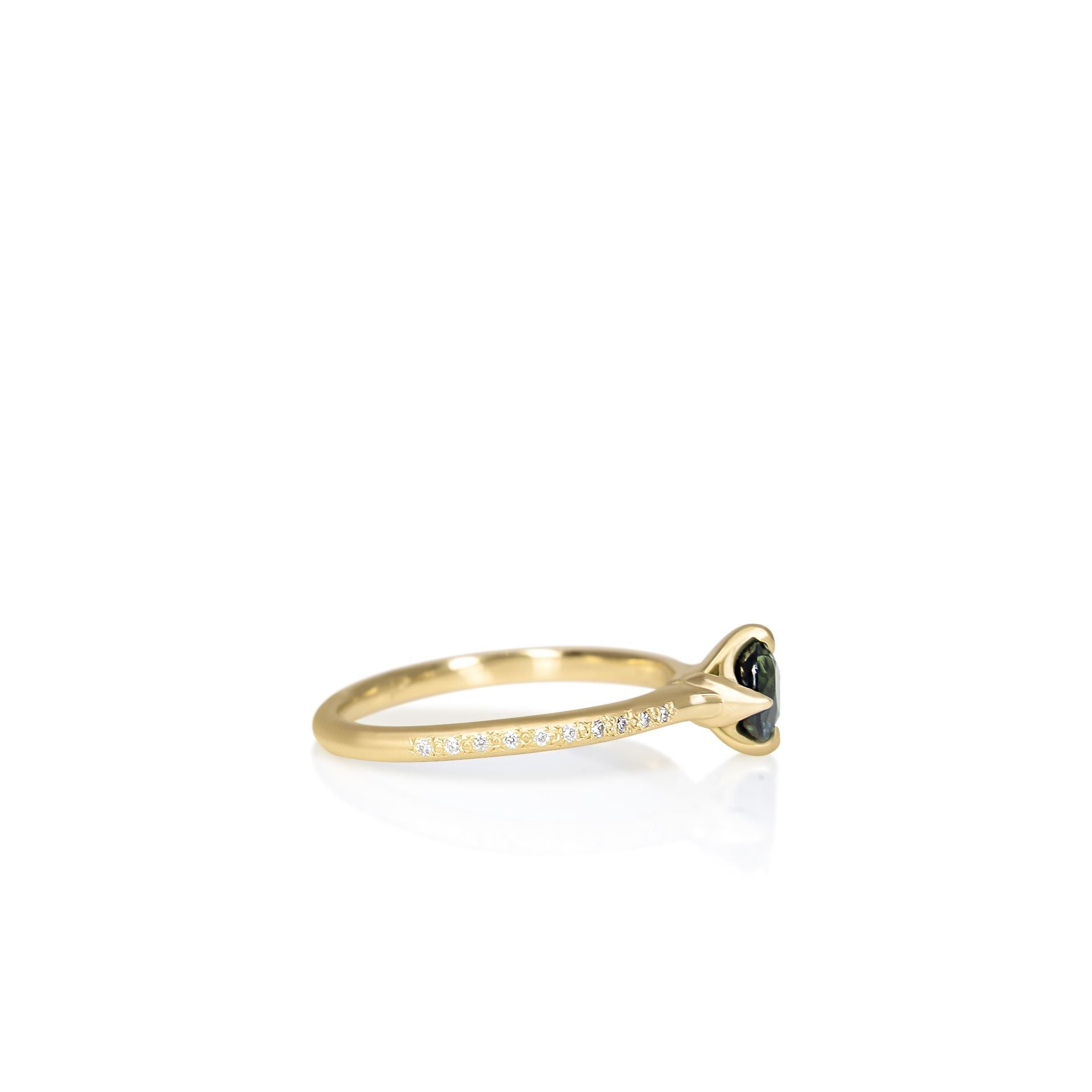 Teal Sapphire Rosehip Ring - 0.76ct