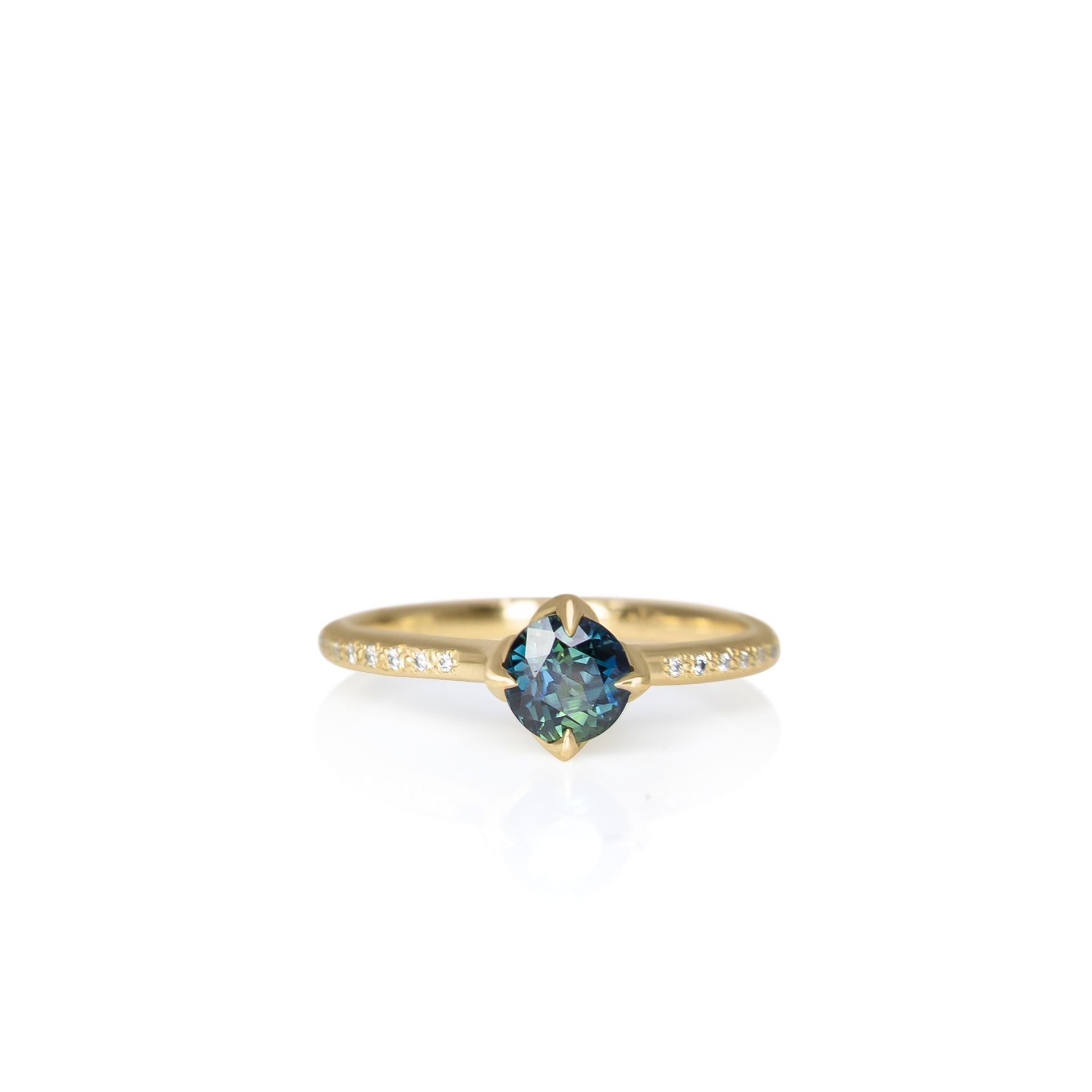 Teal Sapphire Rosehip Ring - 0.76ct