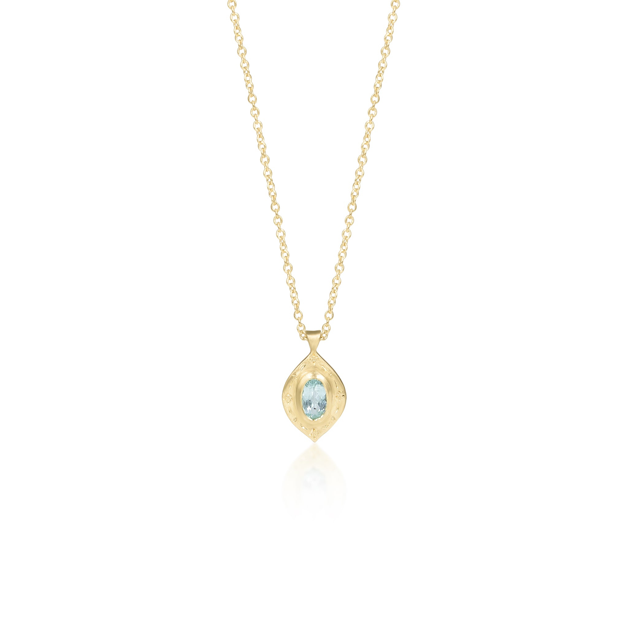 Oval Sea Foam Tourmaline Drops of Happiness Pendant