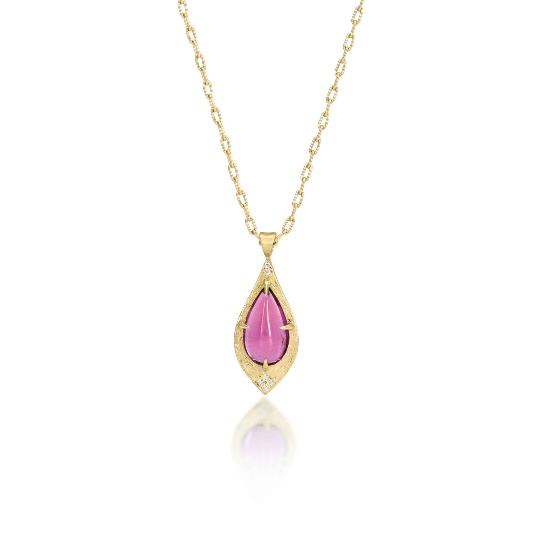 Tourmaline Tear Prong Pendant