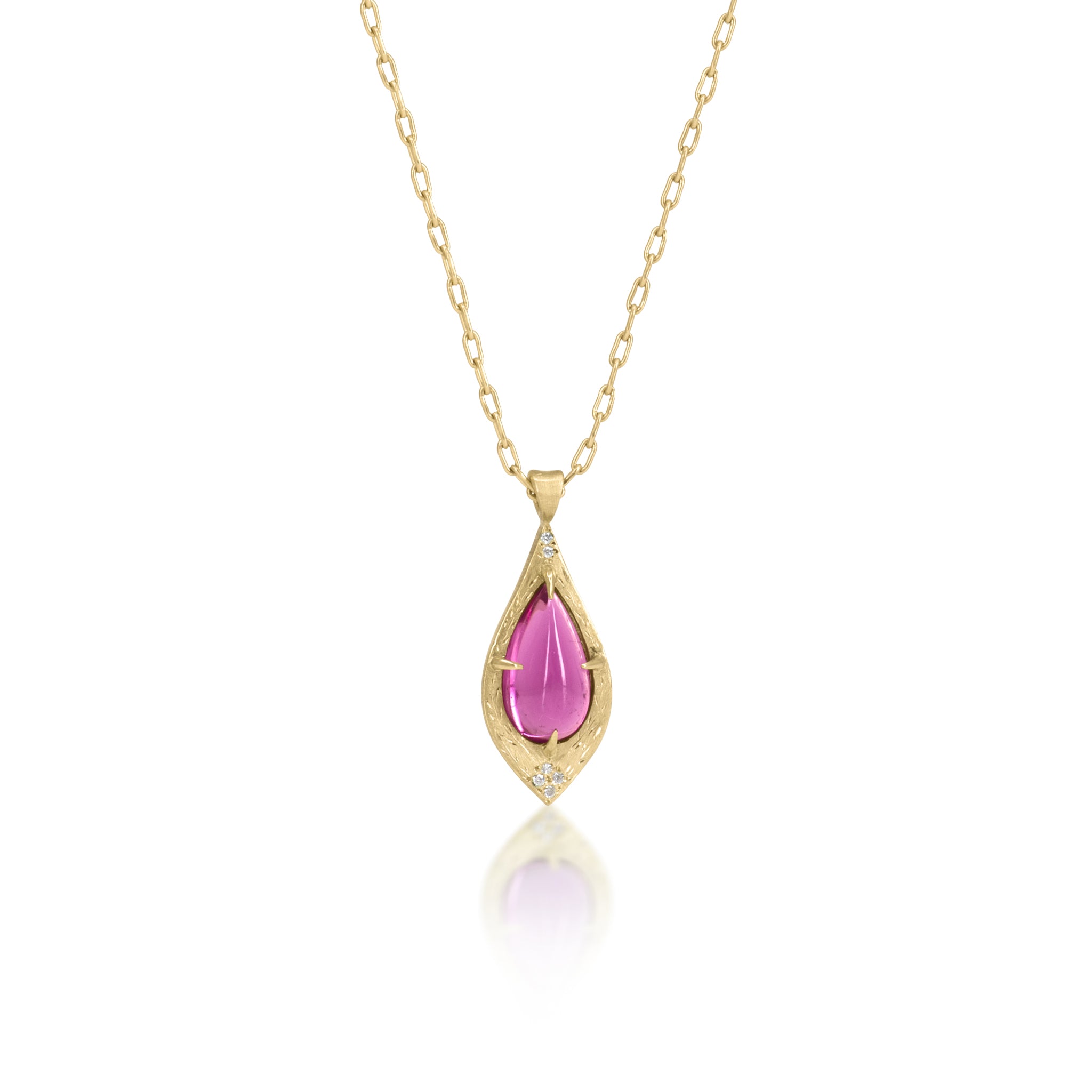 Tourmaline Tear Prong Pendant