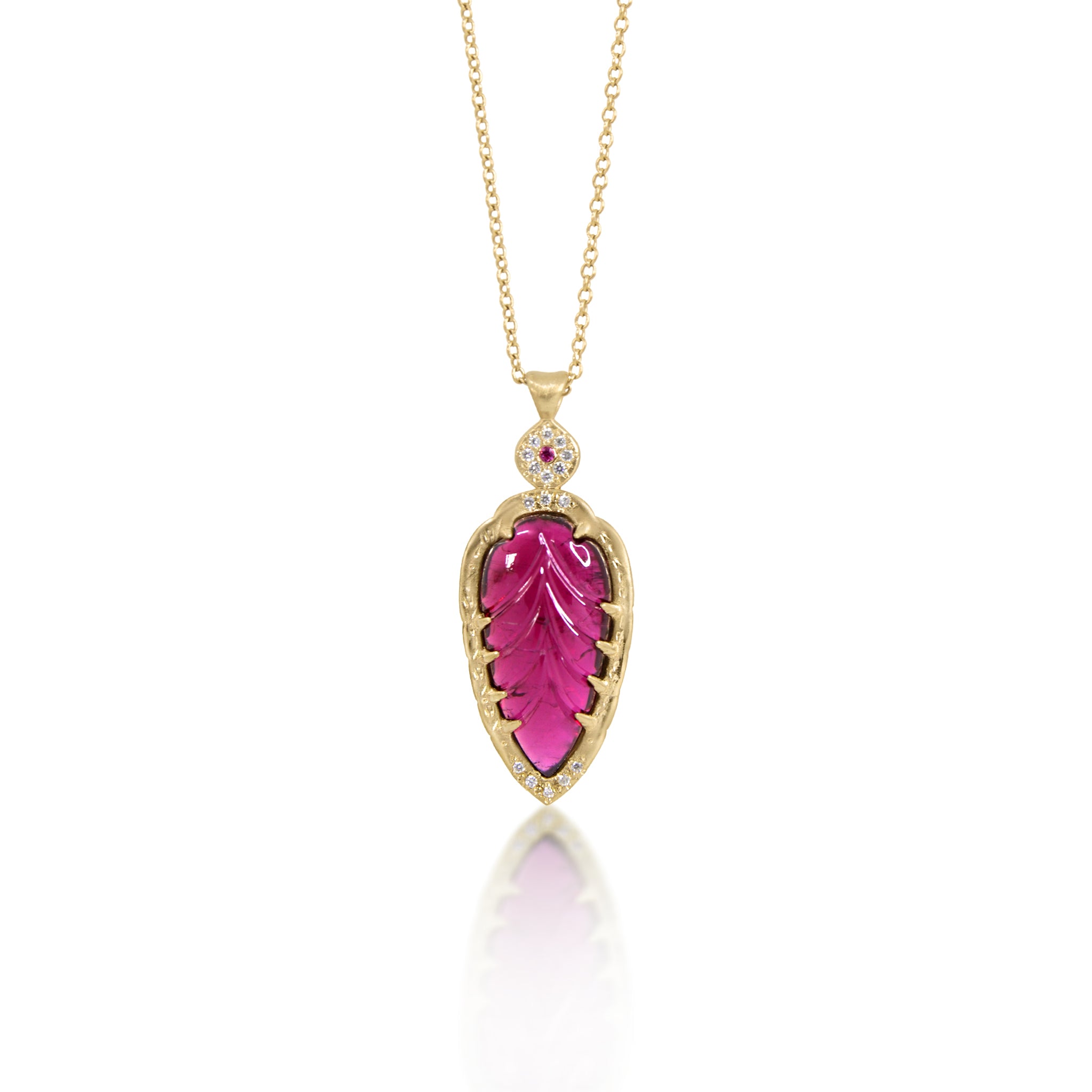 Carved Pink Tourmaline Pendant