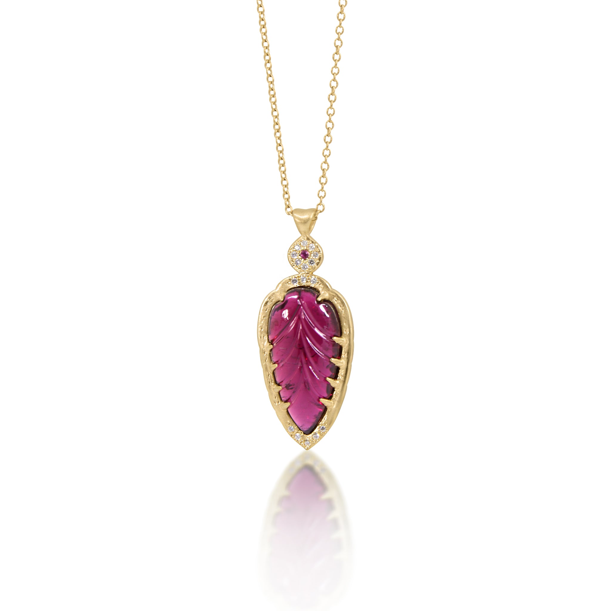 Carved Pink Tourmaline Pendant