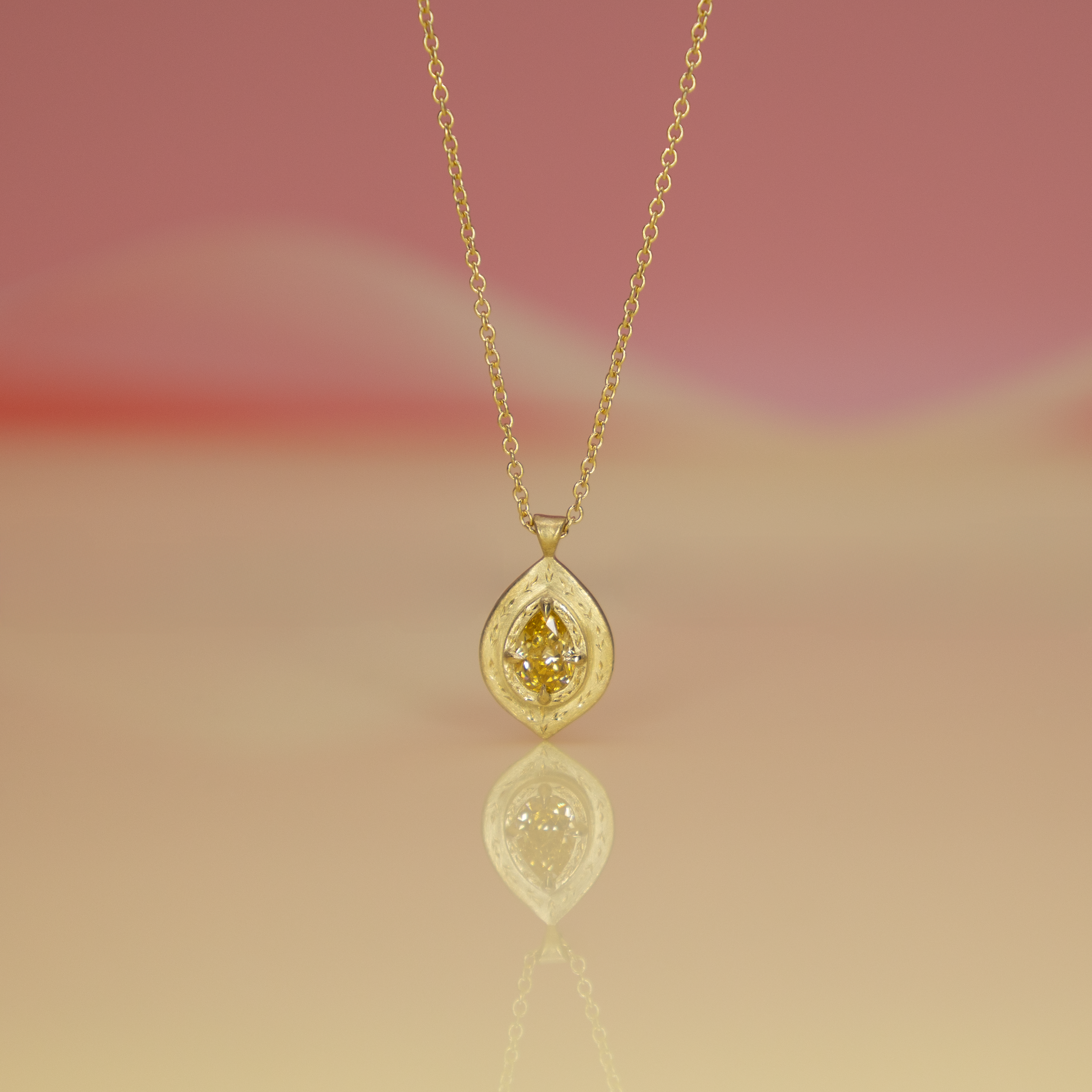 Yellow Pear Diamond Drops of Happiness Pendant