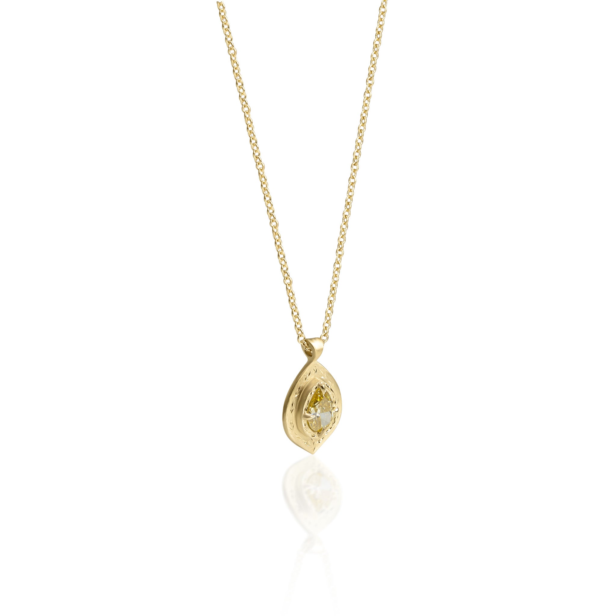 Yellow Pear Diamond Drops of Happiness Pendant