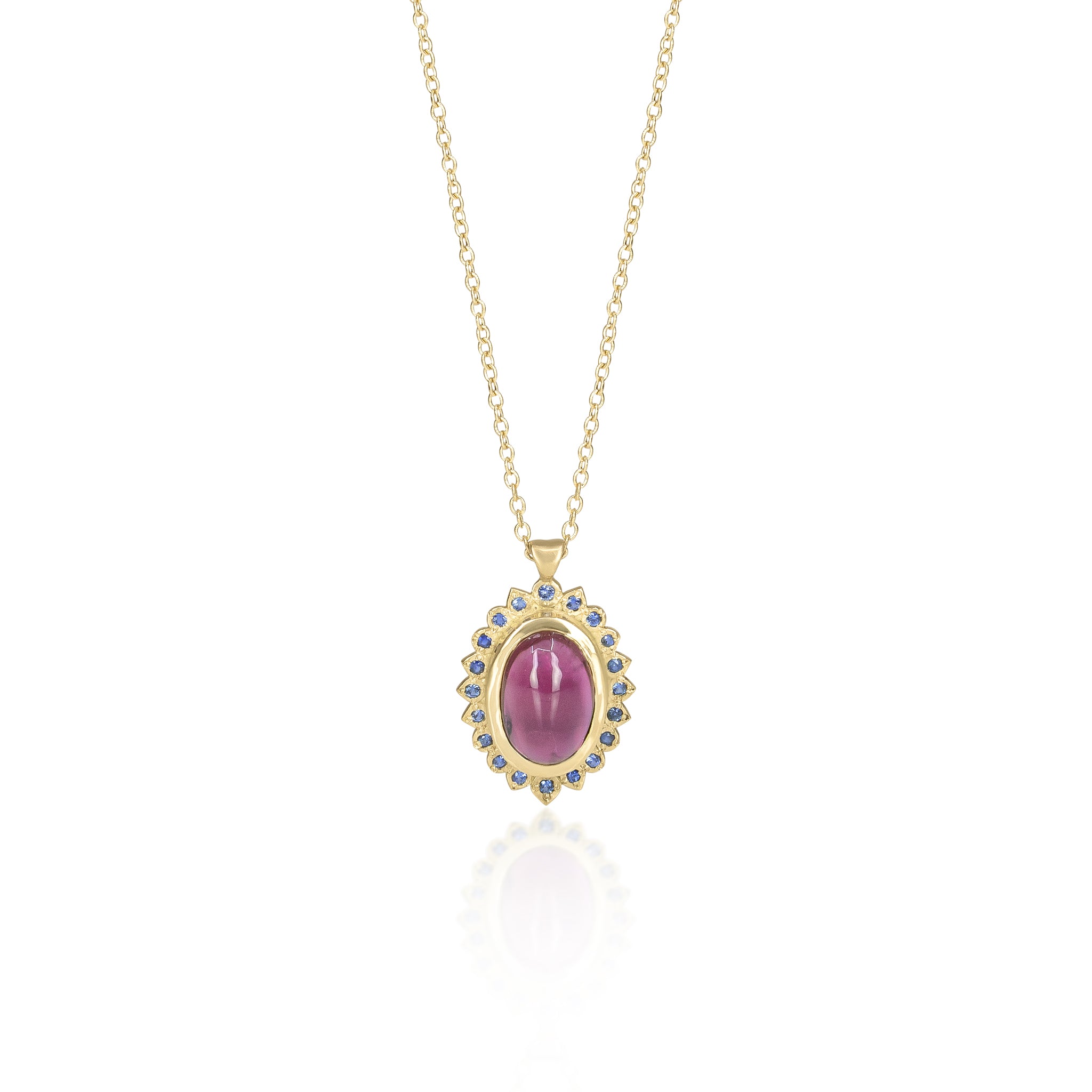 Tourmaline and Sapphire Flame Pendant
