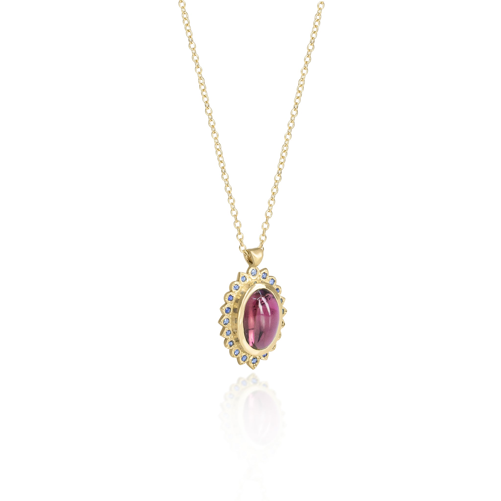Tourmaline and Sapphire Flame Pendant