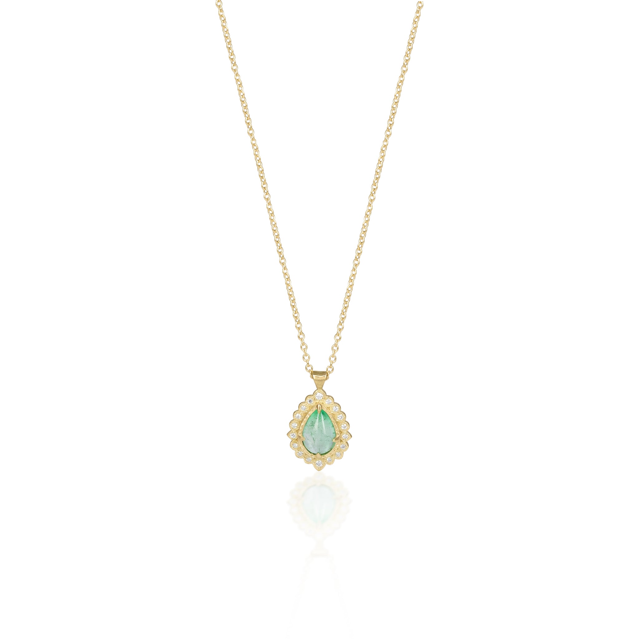 Pear Emerald Flame Pendant