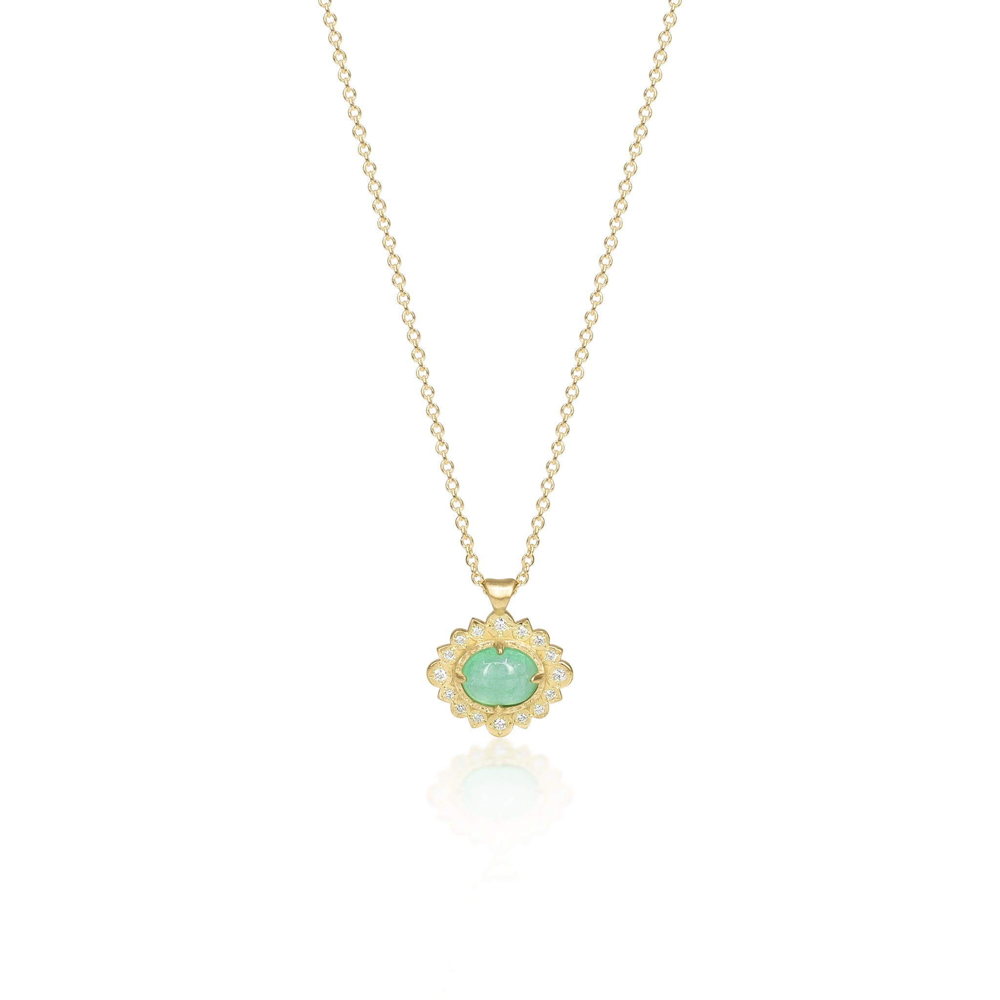 East West Oval Emerald Flame Pendant