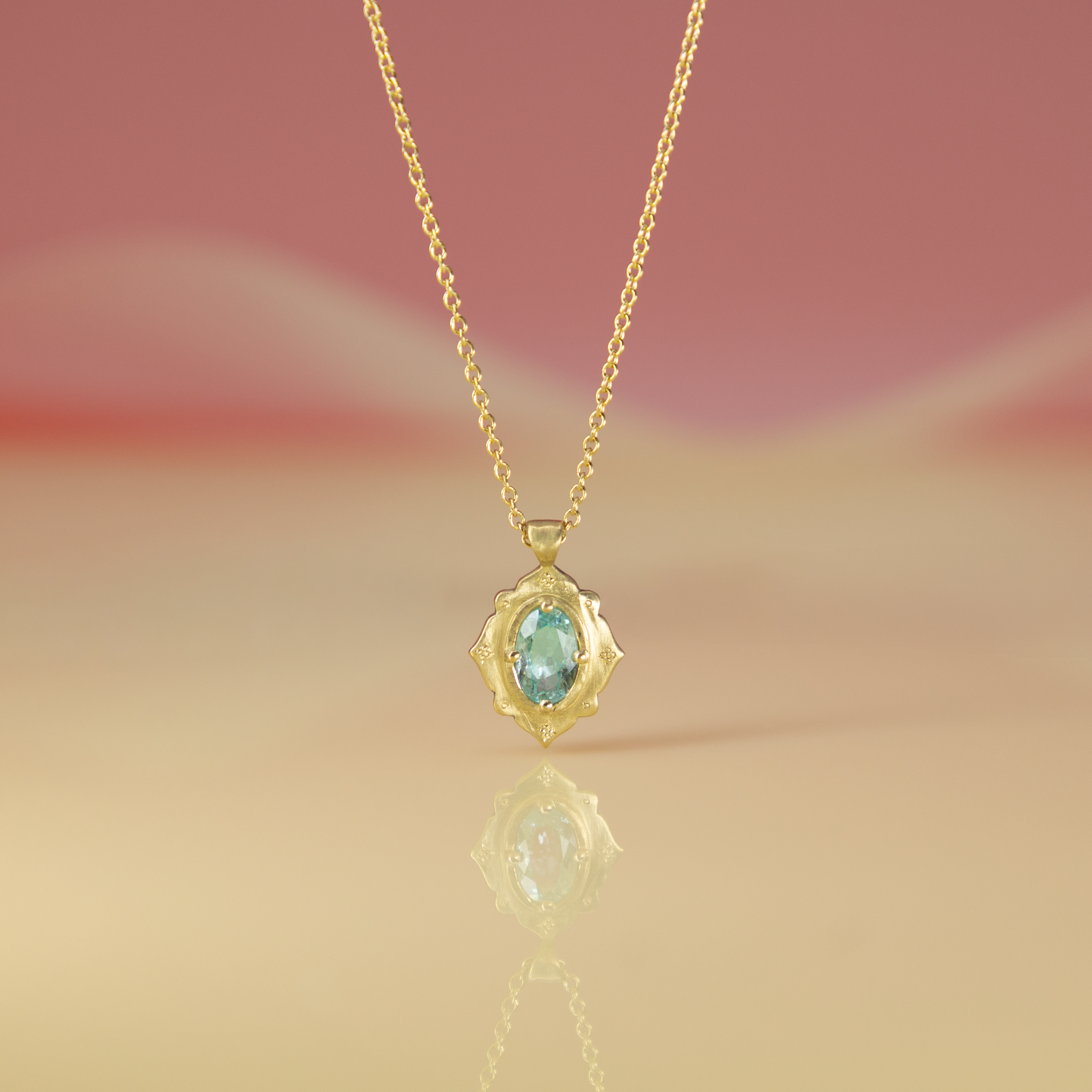 Sea Foam Green Tourmaline Drops of Happiness Pendant