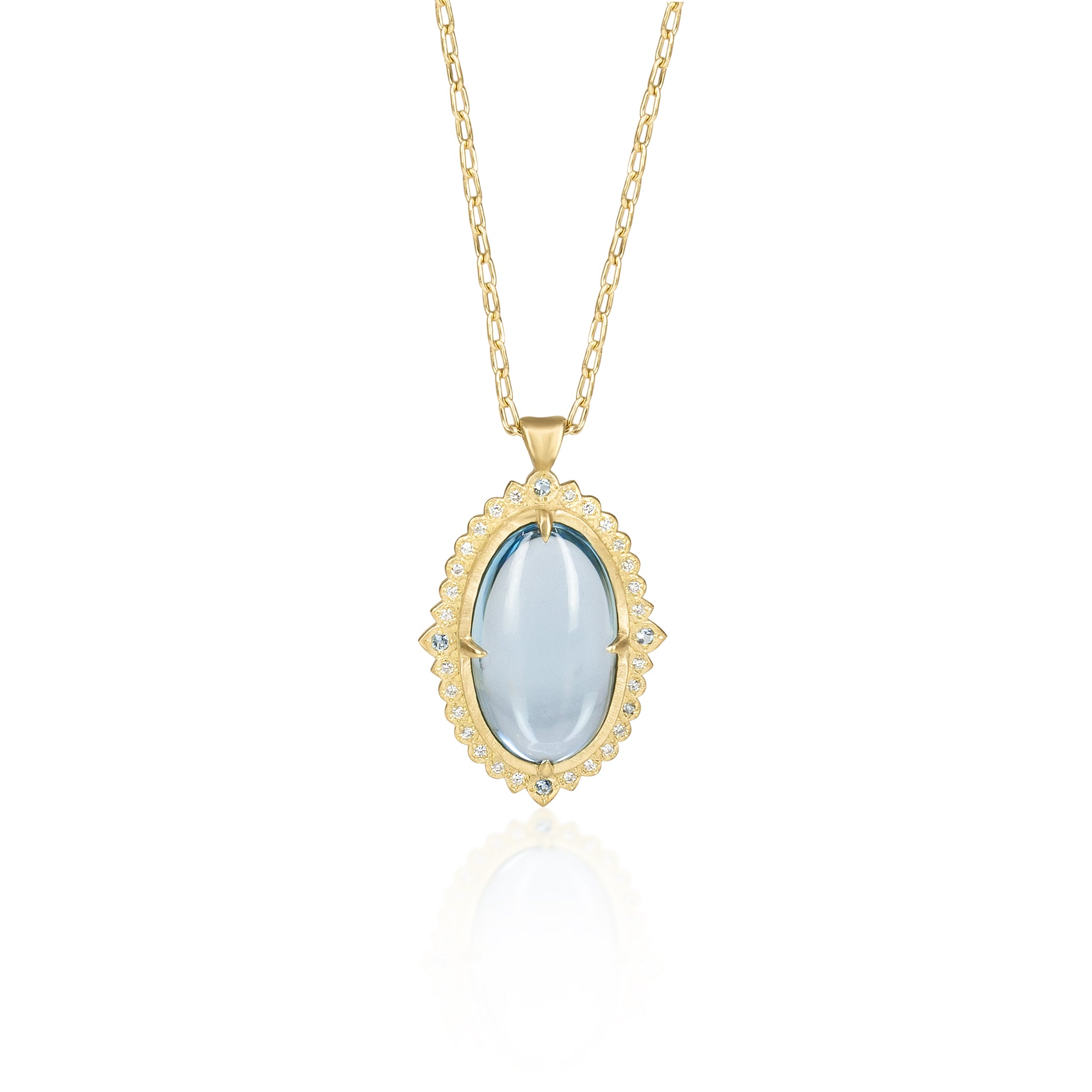 Oval Aquamarine Flame Pendant