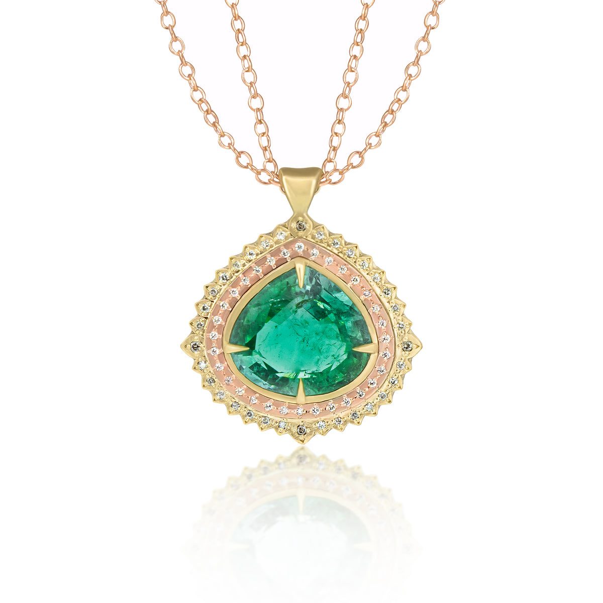 Teal Green Tourmaline Flame Pendant