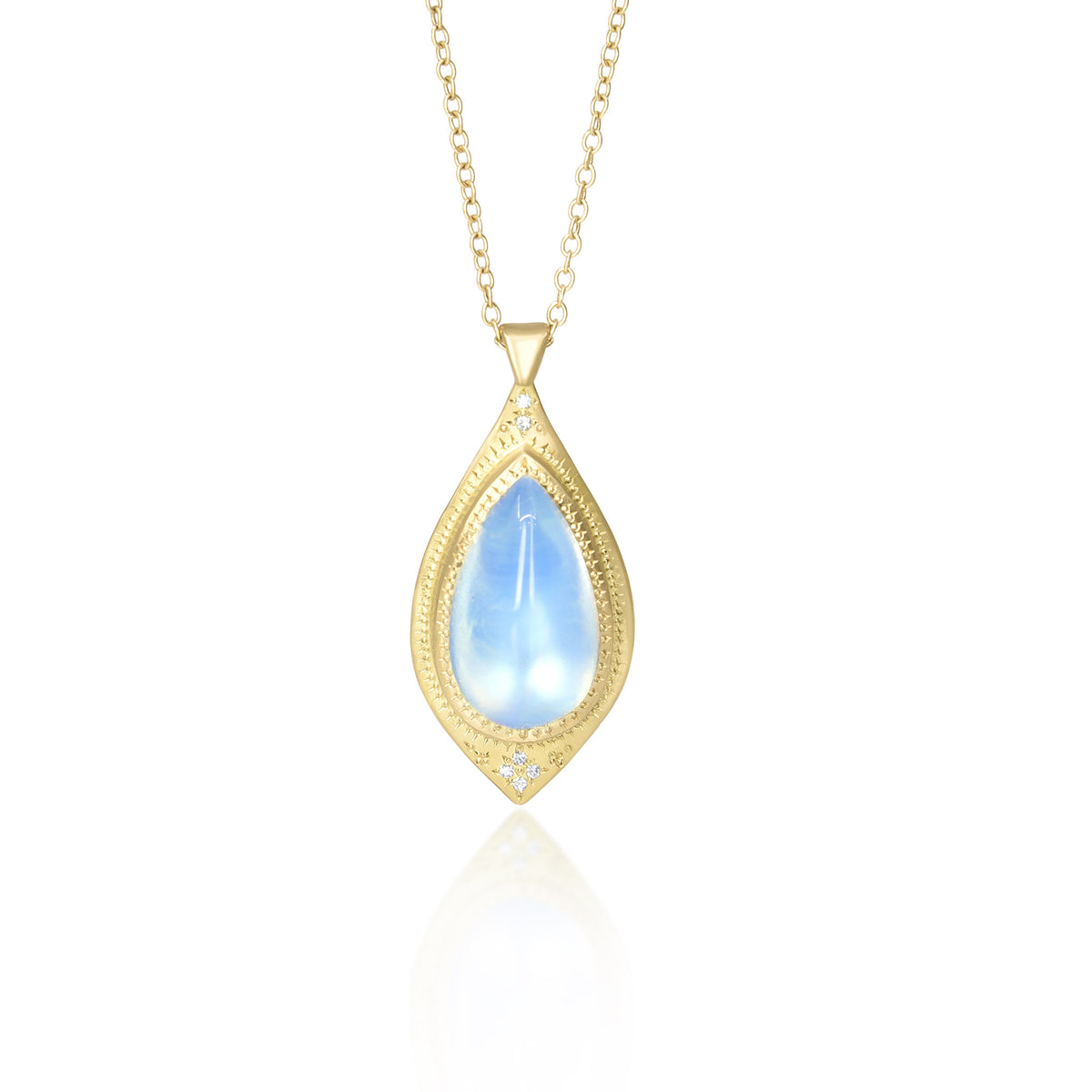 Engraved Teardrop Moonstone Pendant