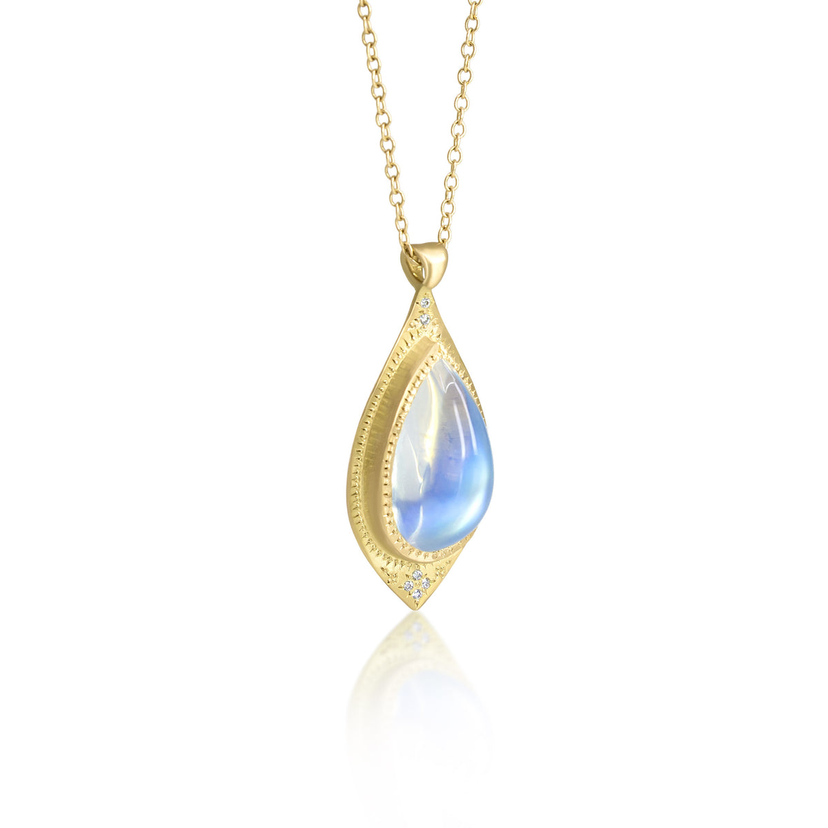 Engraved Teardrop Moonstone Pendant