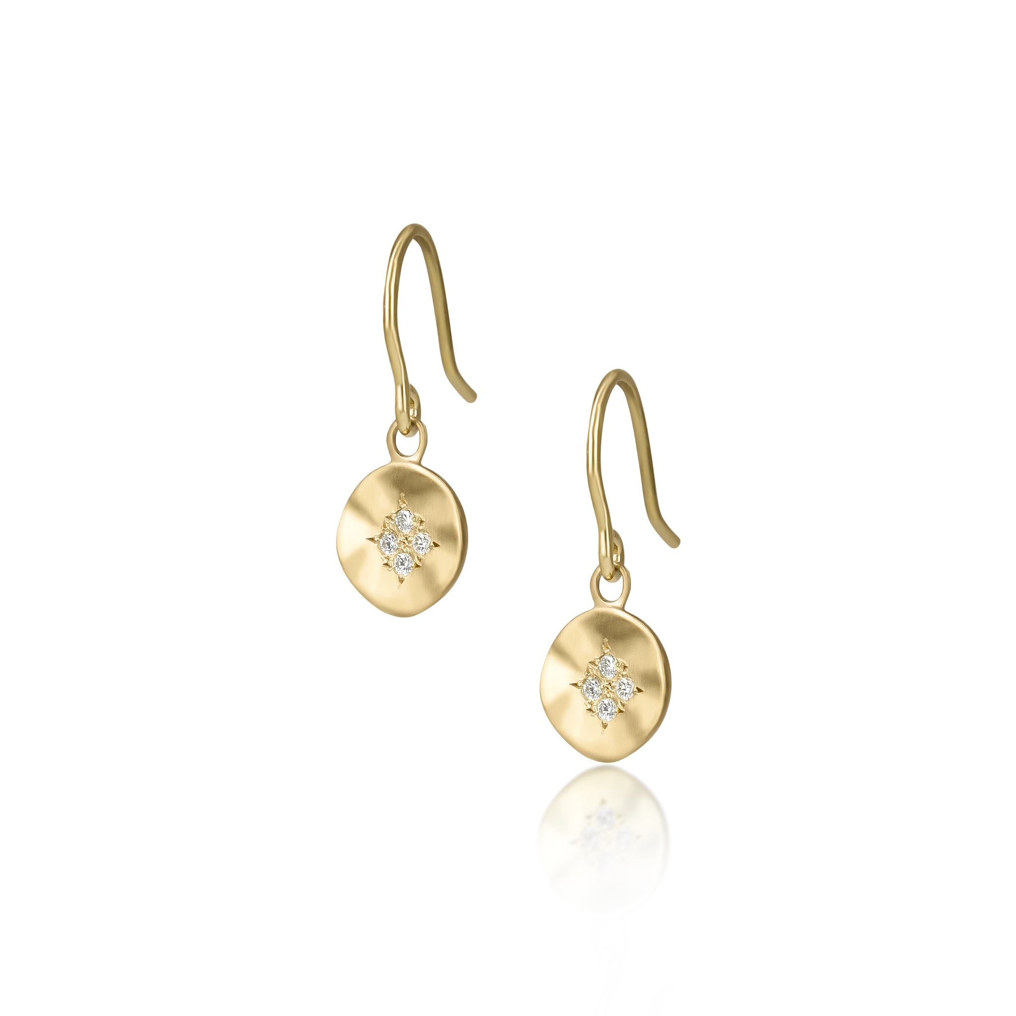 Diamond Four Star Wave Charm Earrings