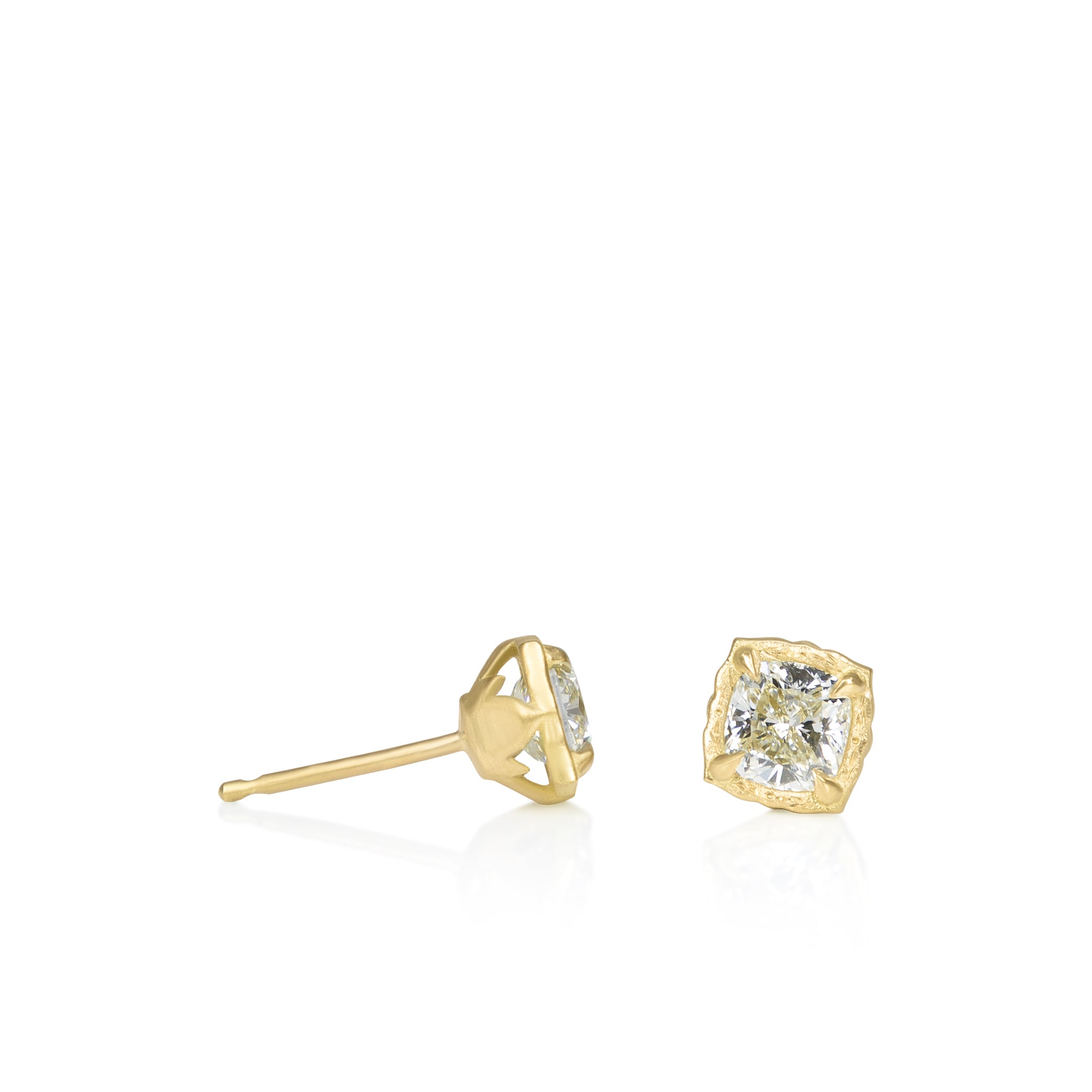Cushion Lotus Diamond Studs