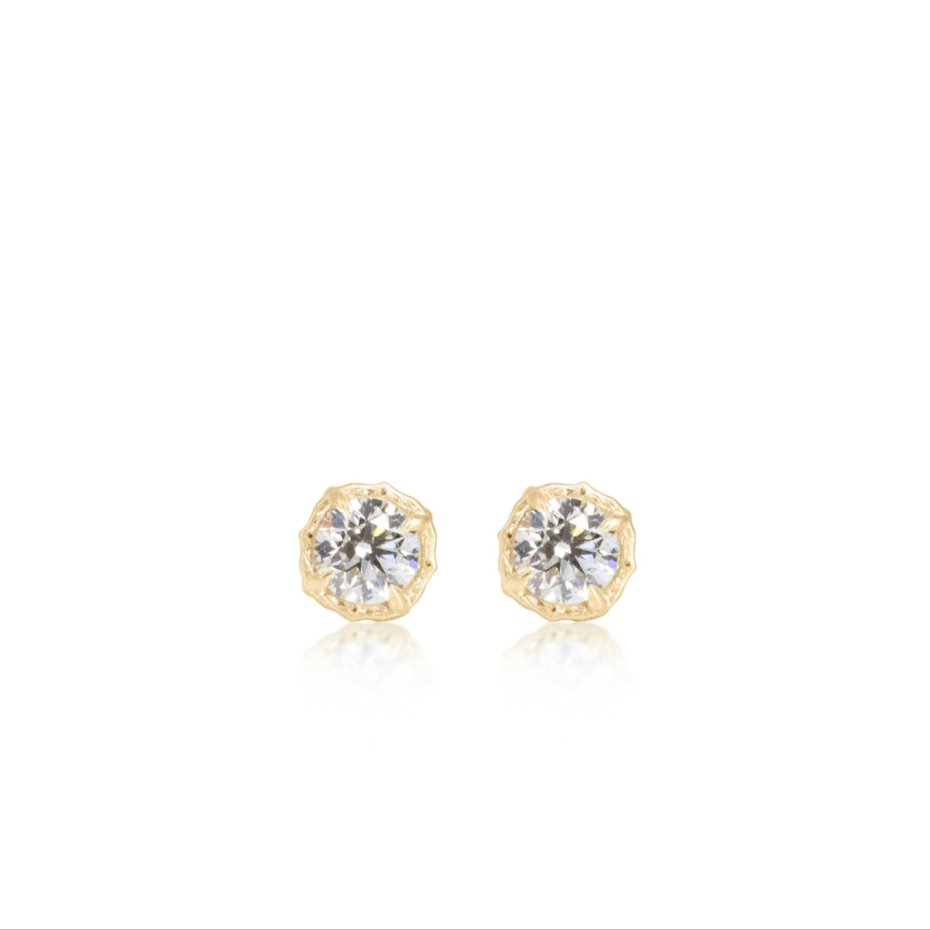 Round Lotus Diamond Studs