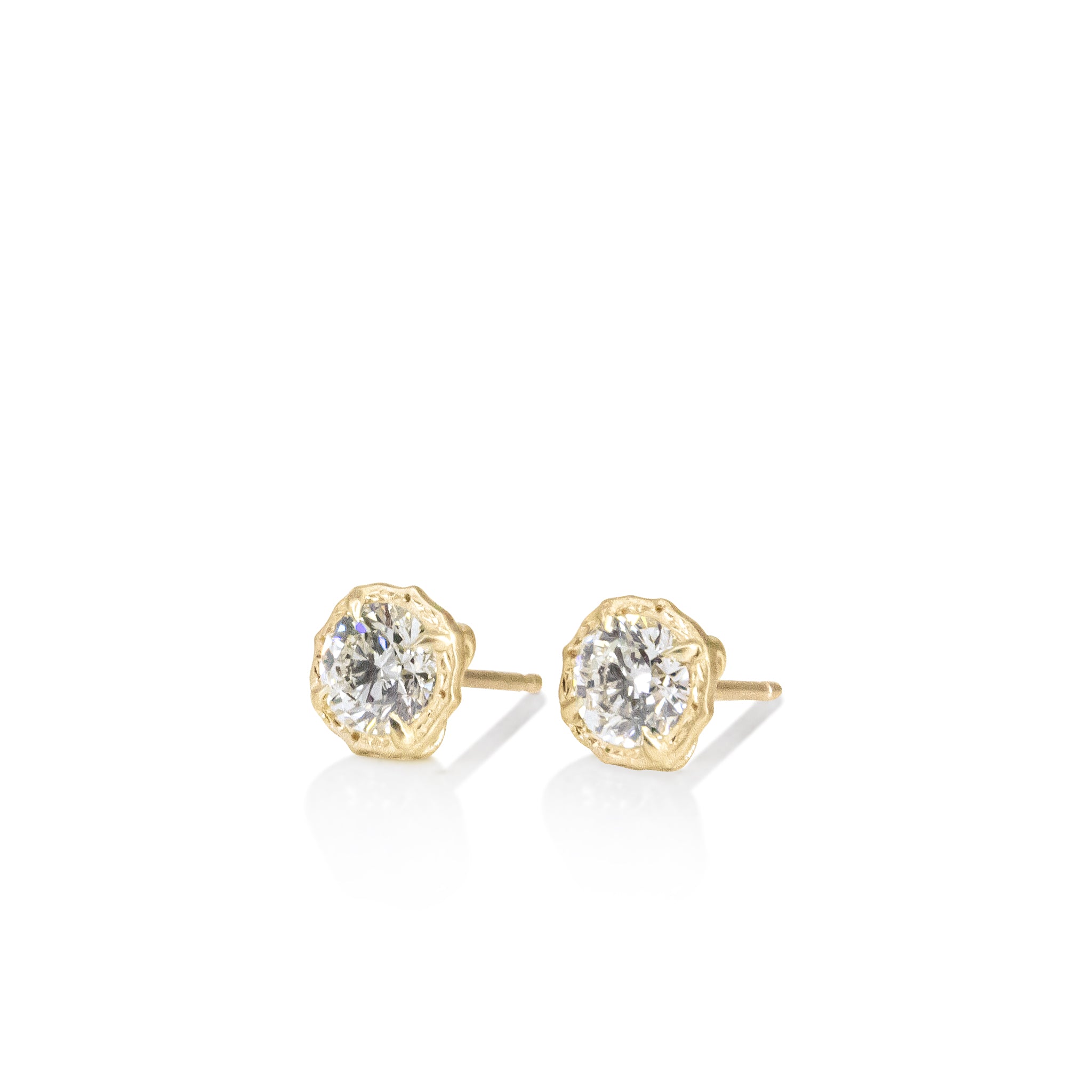 Round Lotus Diamond Studs