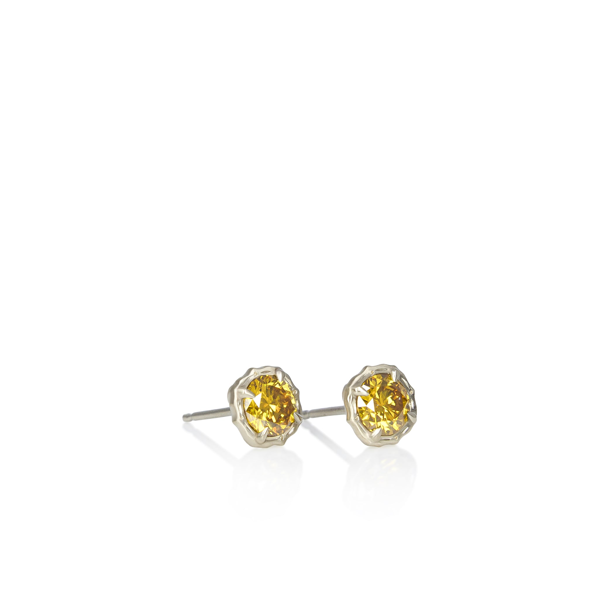 Yellow Diamond Lotus Studs