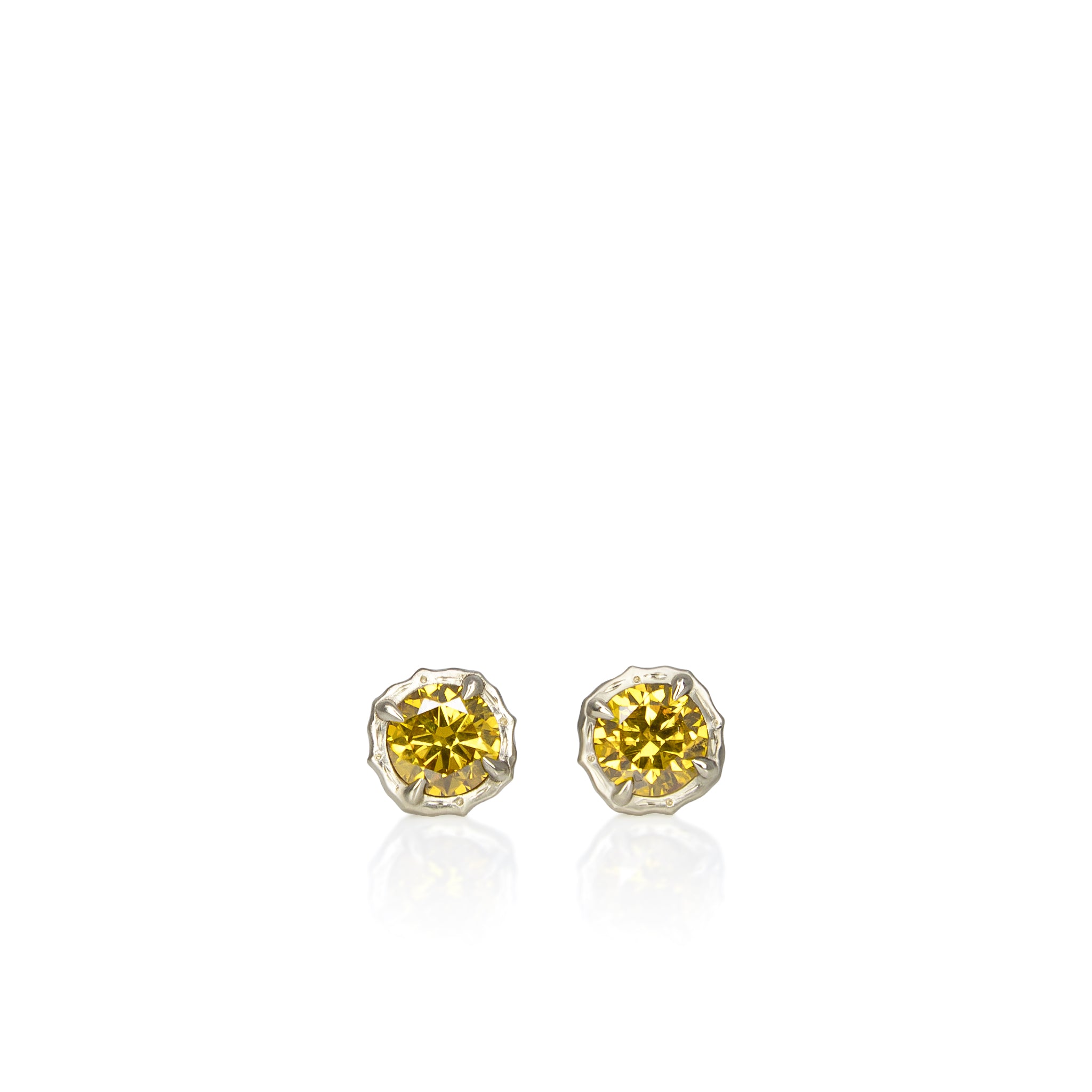 Yellow Diamond Lotus Studs