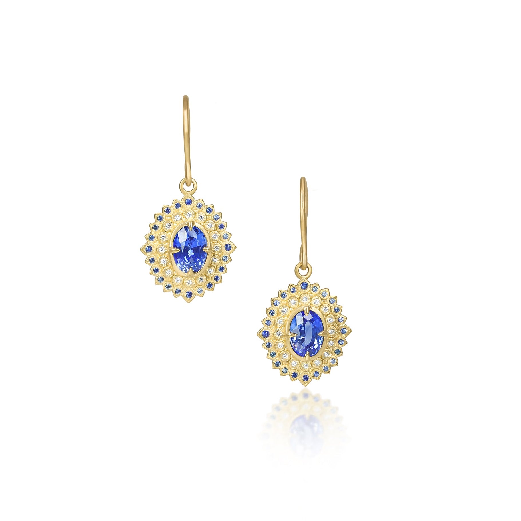 Blue Sapphire Oval Radiance Earrings