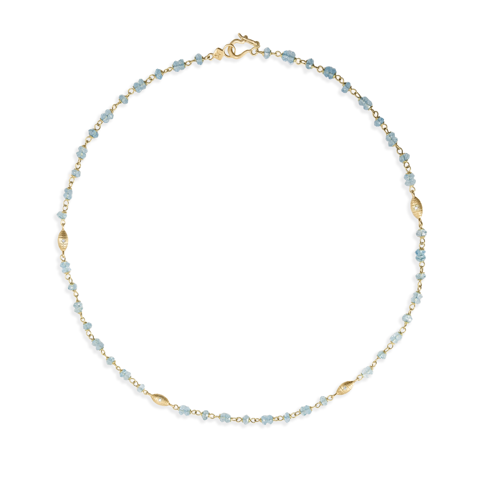 Aquamarine Beaded Necklace - 16 Inches