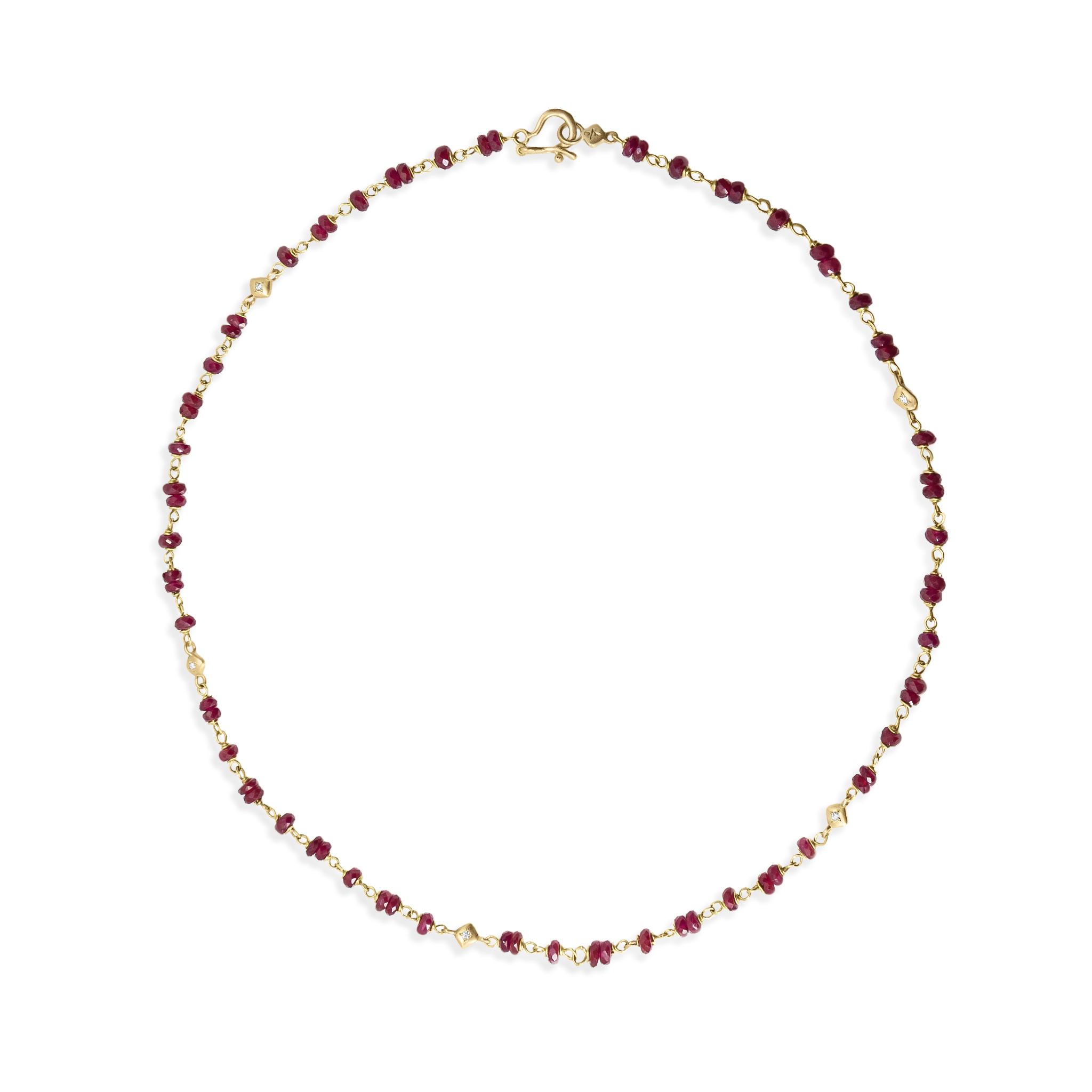 Ruby Beaded Necklace - 16 Inches