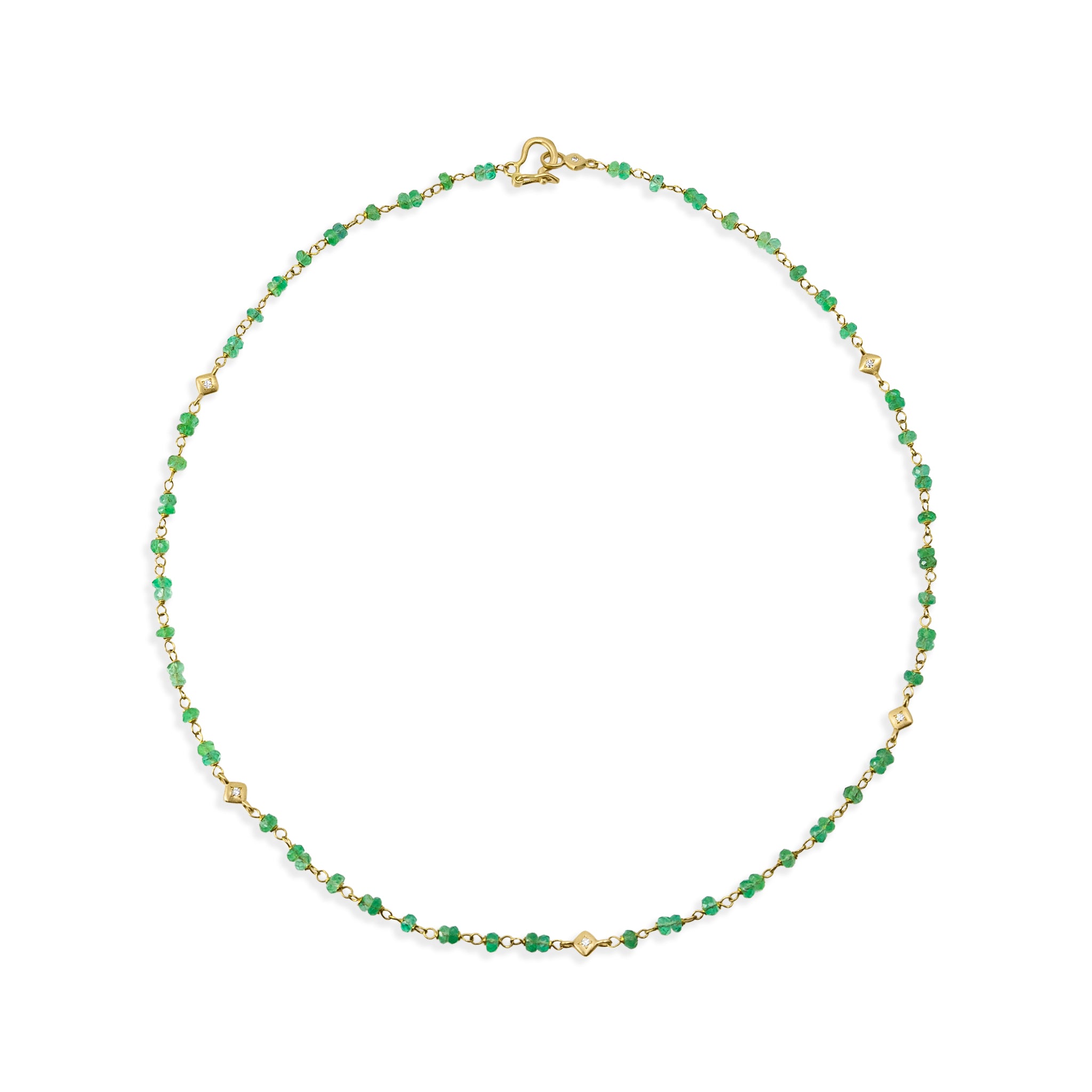 Emerald Beaded Necklace - 16 Inches