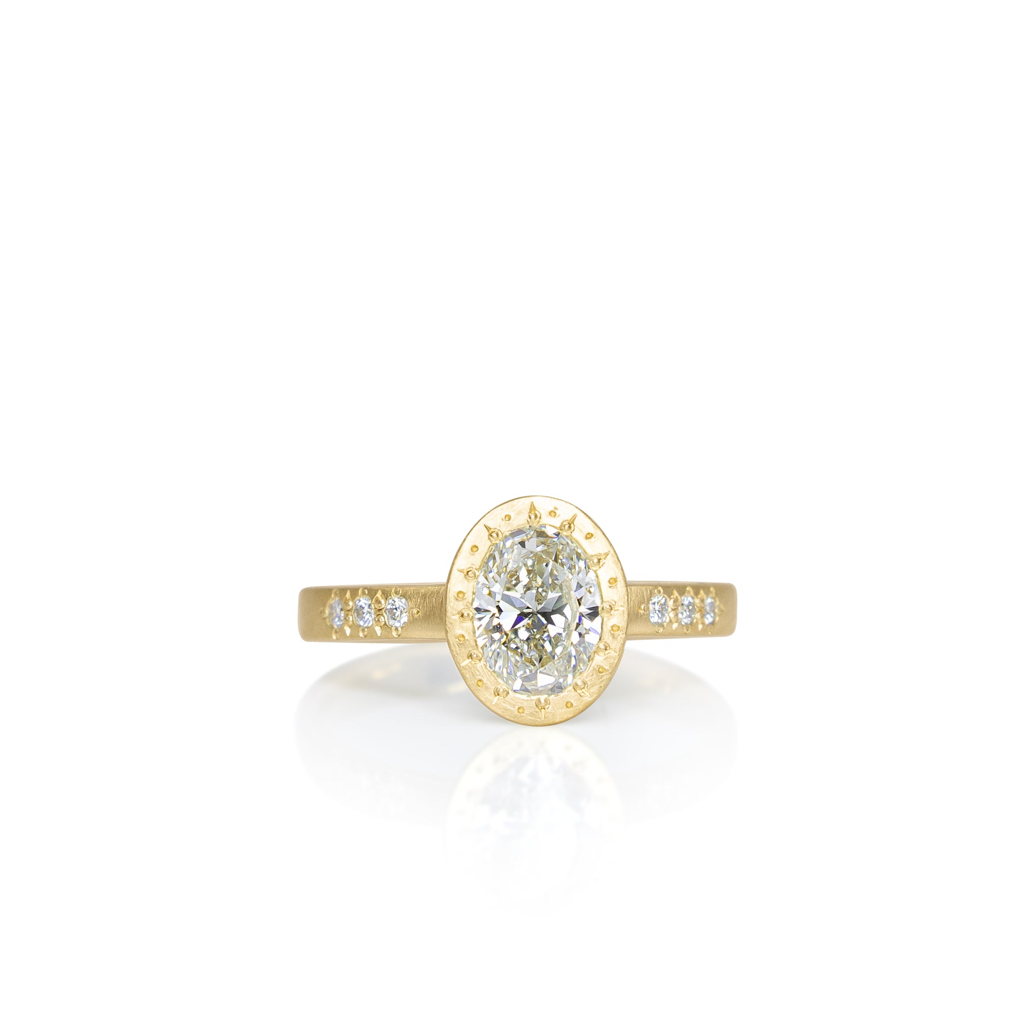 Oval Etched Bezel Ring - 1.00ct