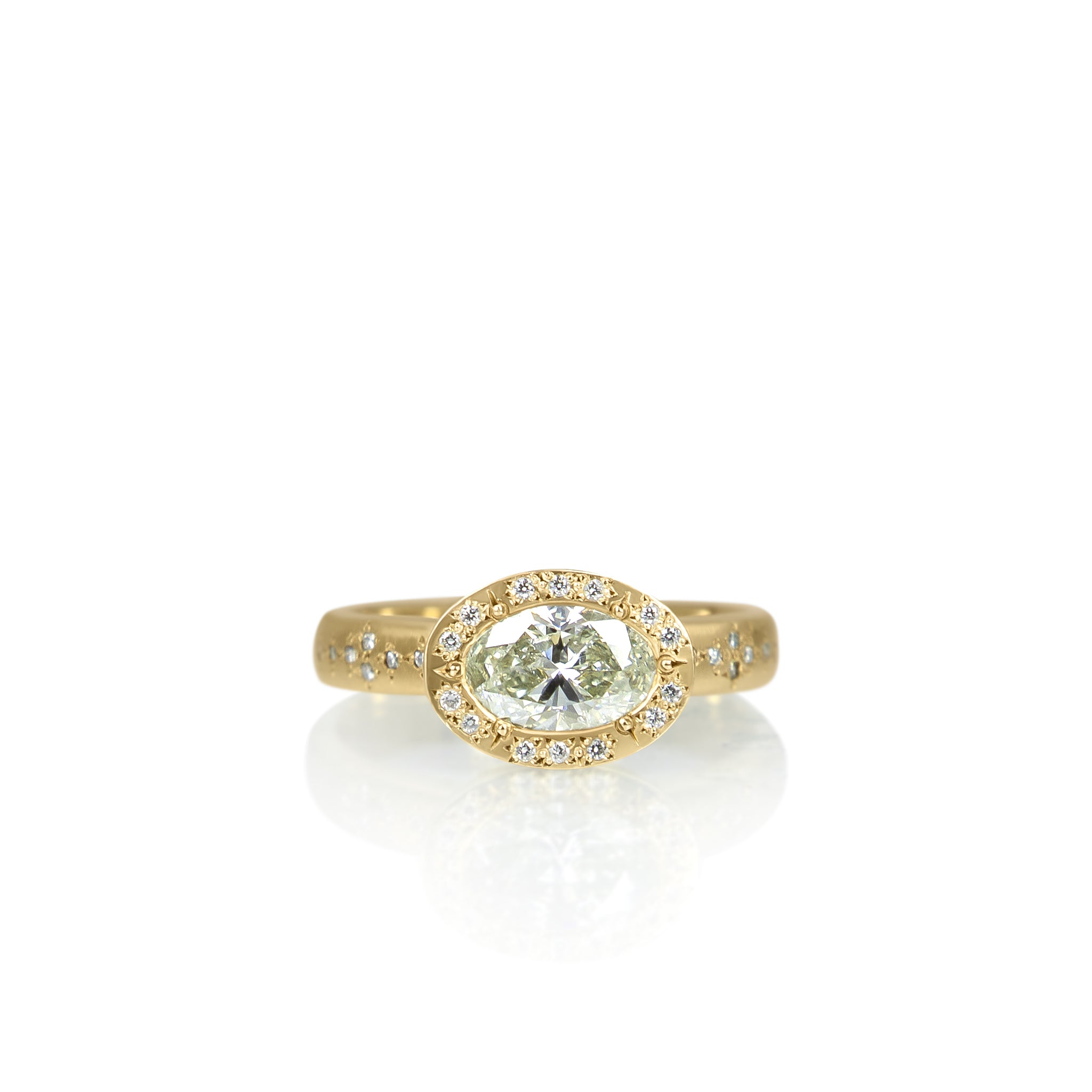 Oval Beaded Horizon Ring - 1.00ct