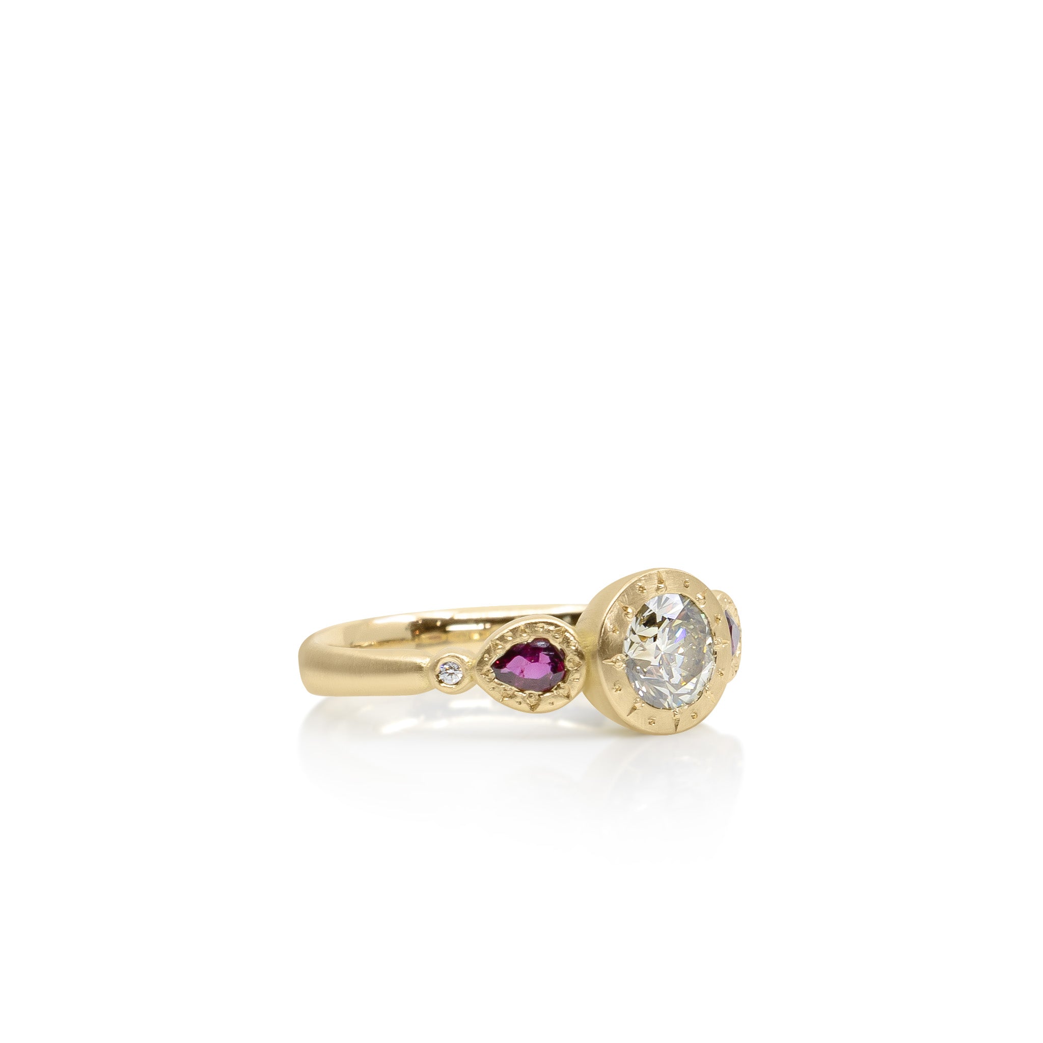 Champagne Diamond and Ruby Unity Ring
