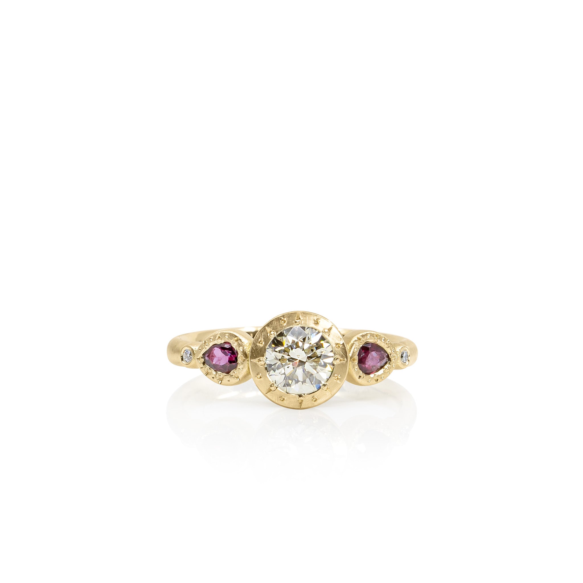 Champagne Diamond and Ruby Unity Ring