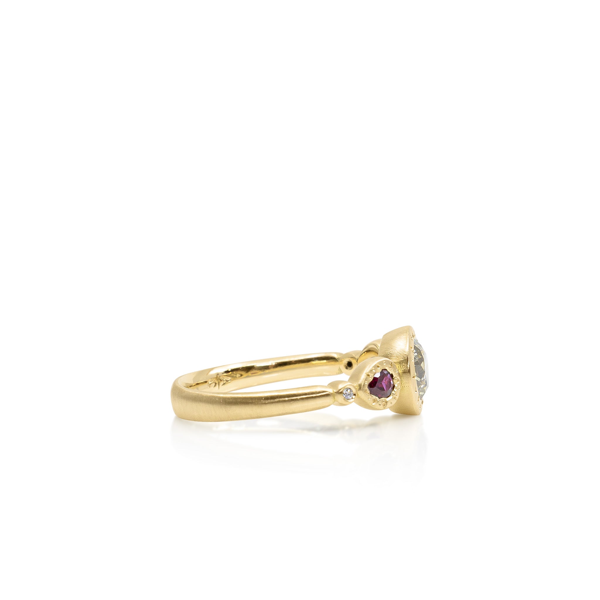 Champagne Diamond and Ruby Unity Ring