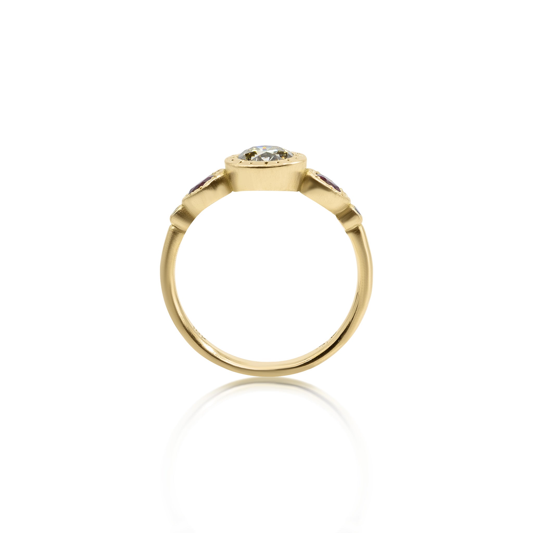 Champagne Diamond and Ruby Unity Ring