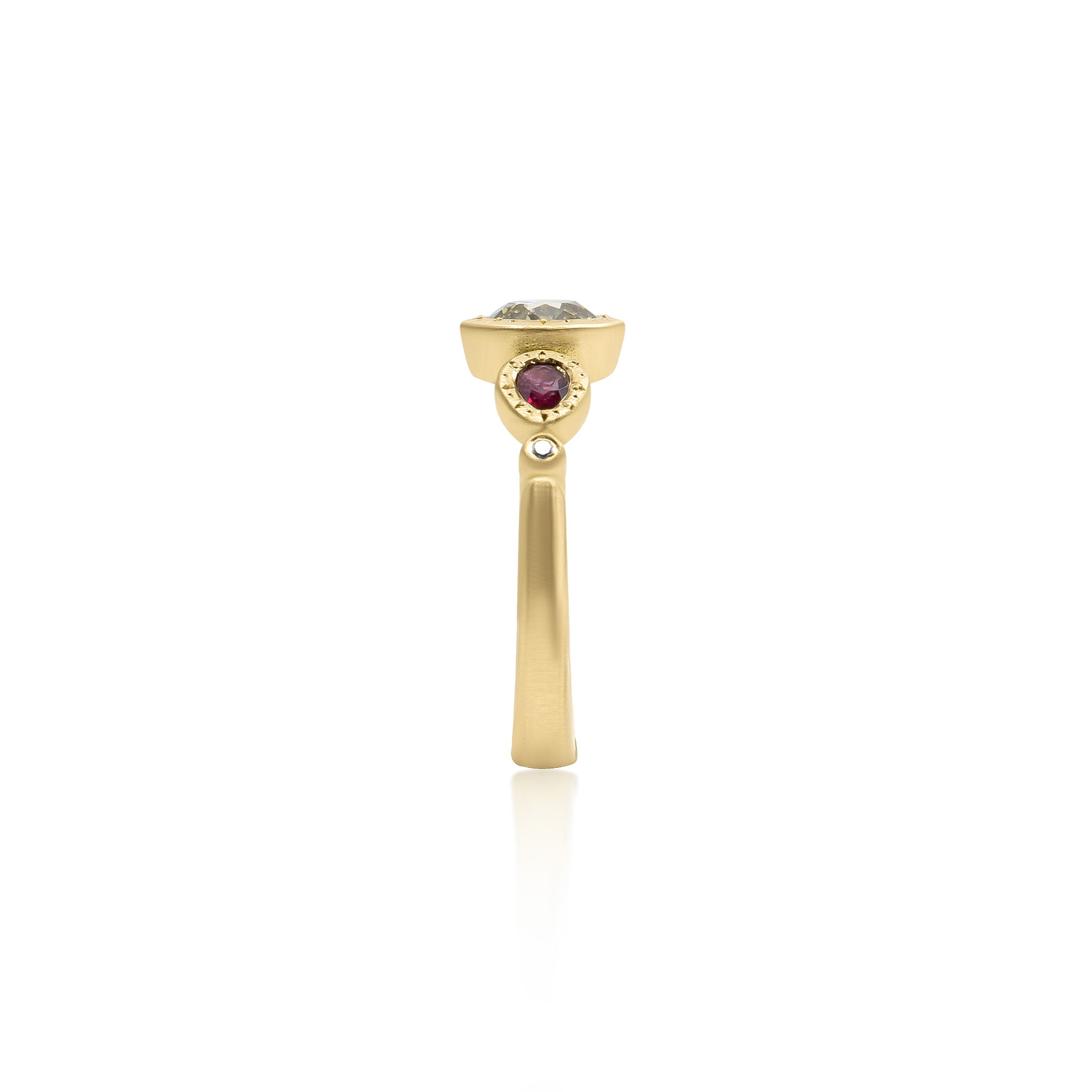 Champagne Diamond and Ruby Unity Ring