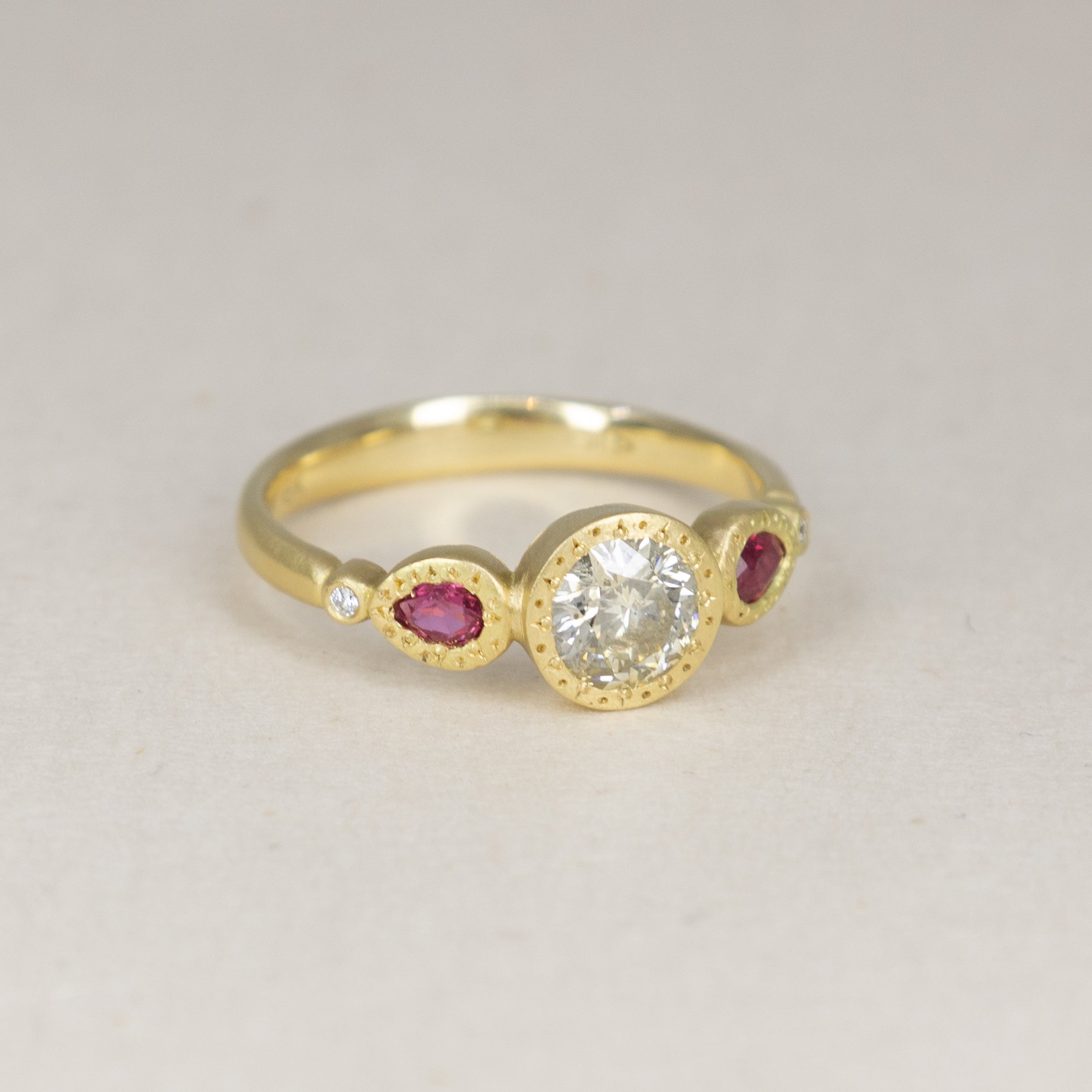 Champagne Diamond and Ruby Unity Ring