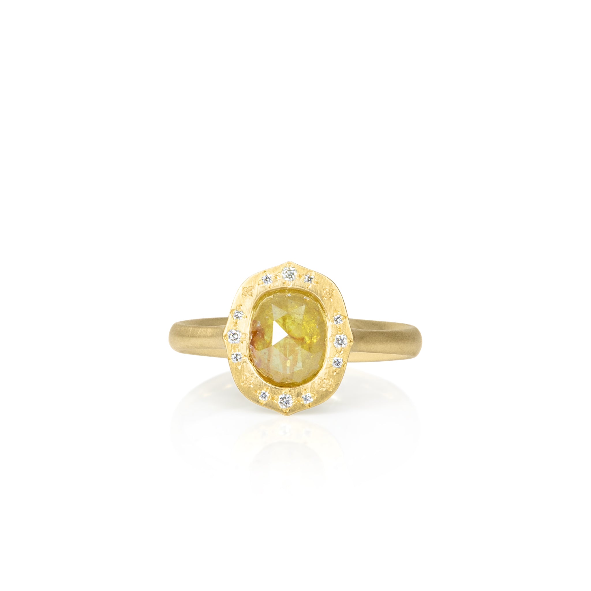 Yellow Orange Diamond Rose Cut Ring
