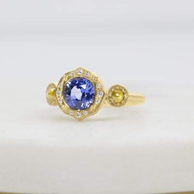 Blue Sapphire Horizon Three-Stone Ring