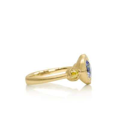 Blue Sapphire Horizon Three-Stone Ring