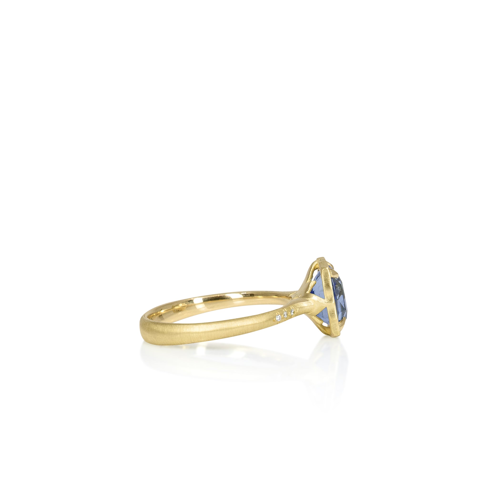 Cushion Sapphire Lotus Ring - 2.09ct
