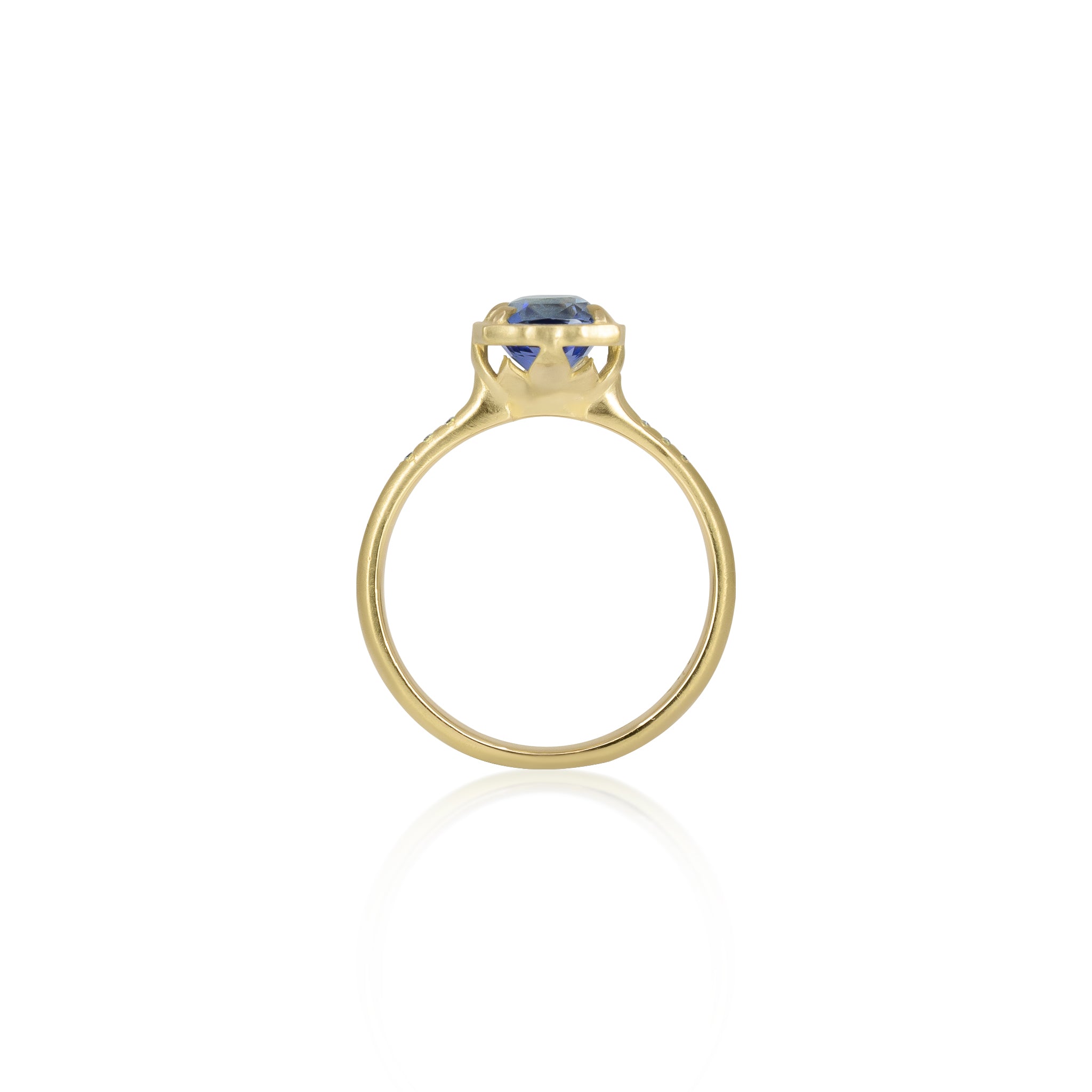 Cushion Sapphire Lotus Ring - 2.09ct
