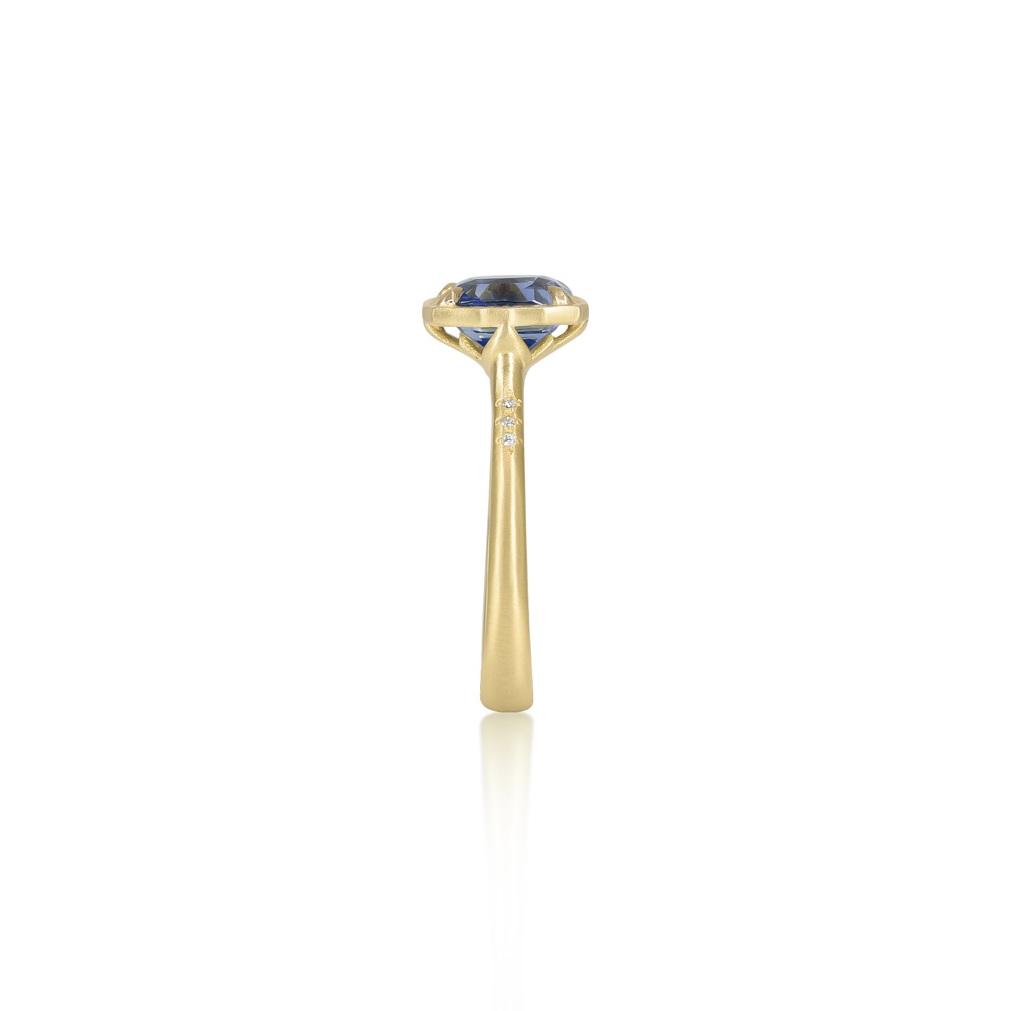 Cushion Sapphire Lotus Ring - 2.09ct