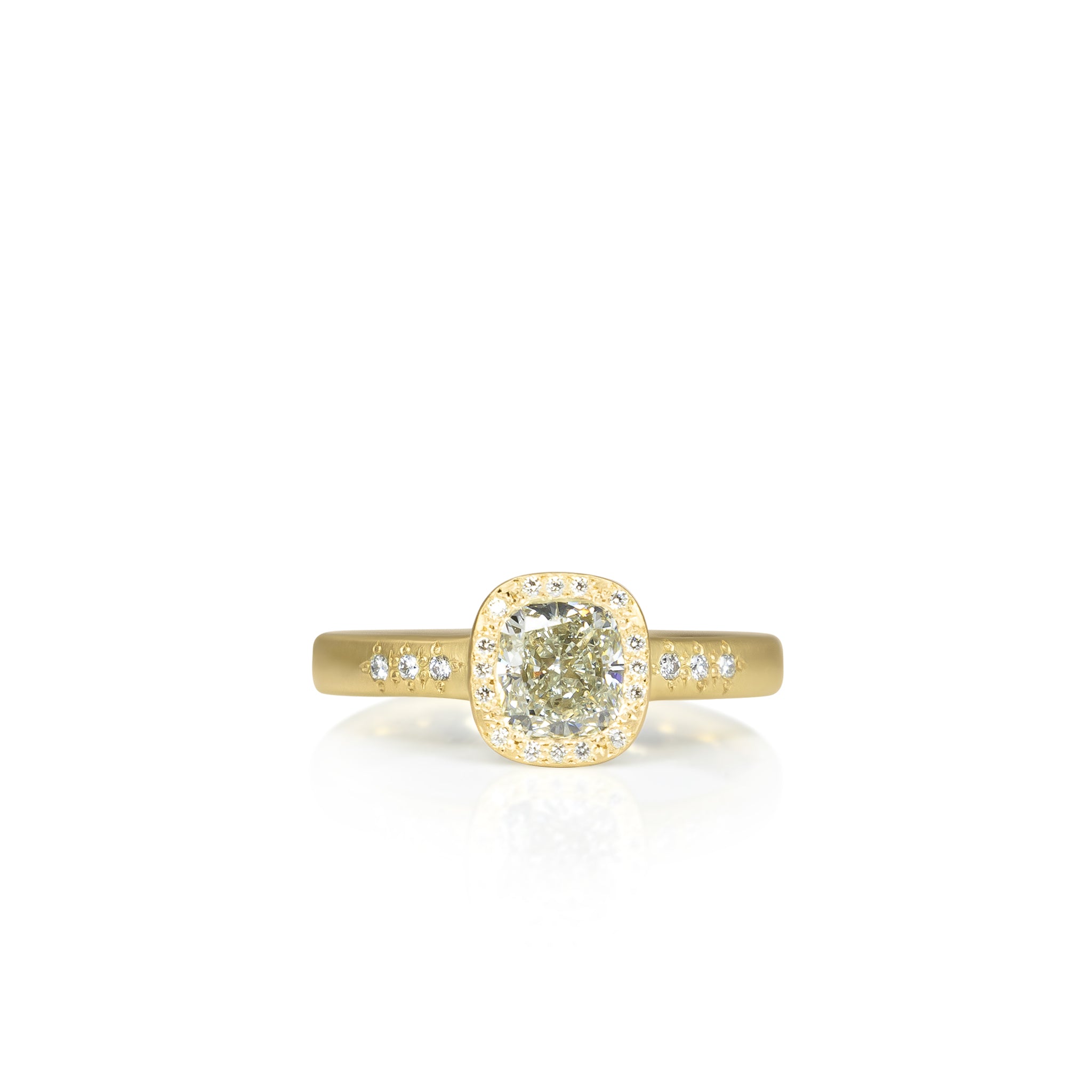 Woven Halo Cushion Diamond Ring