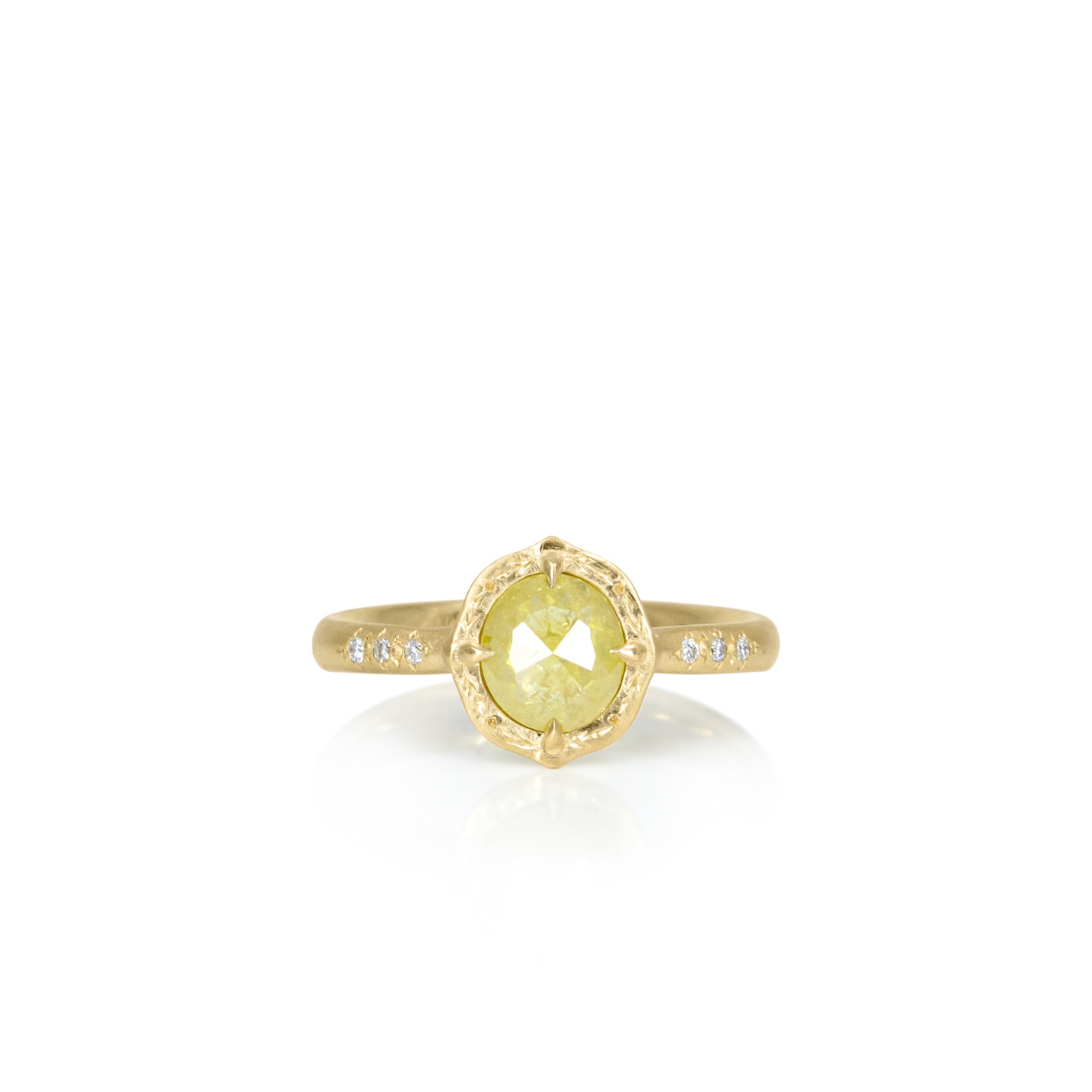 Yellow Diamond Rose Cut Prong Ring