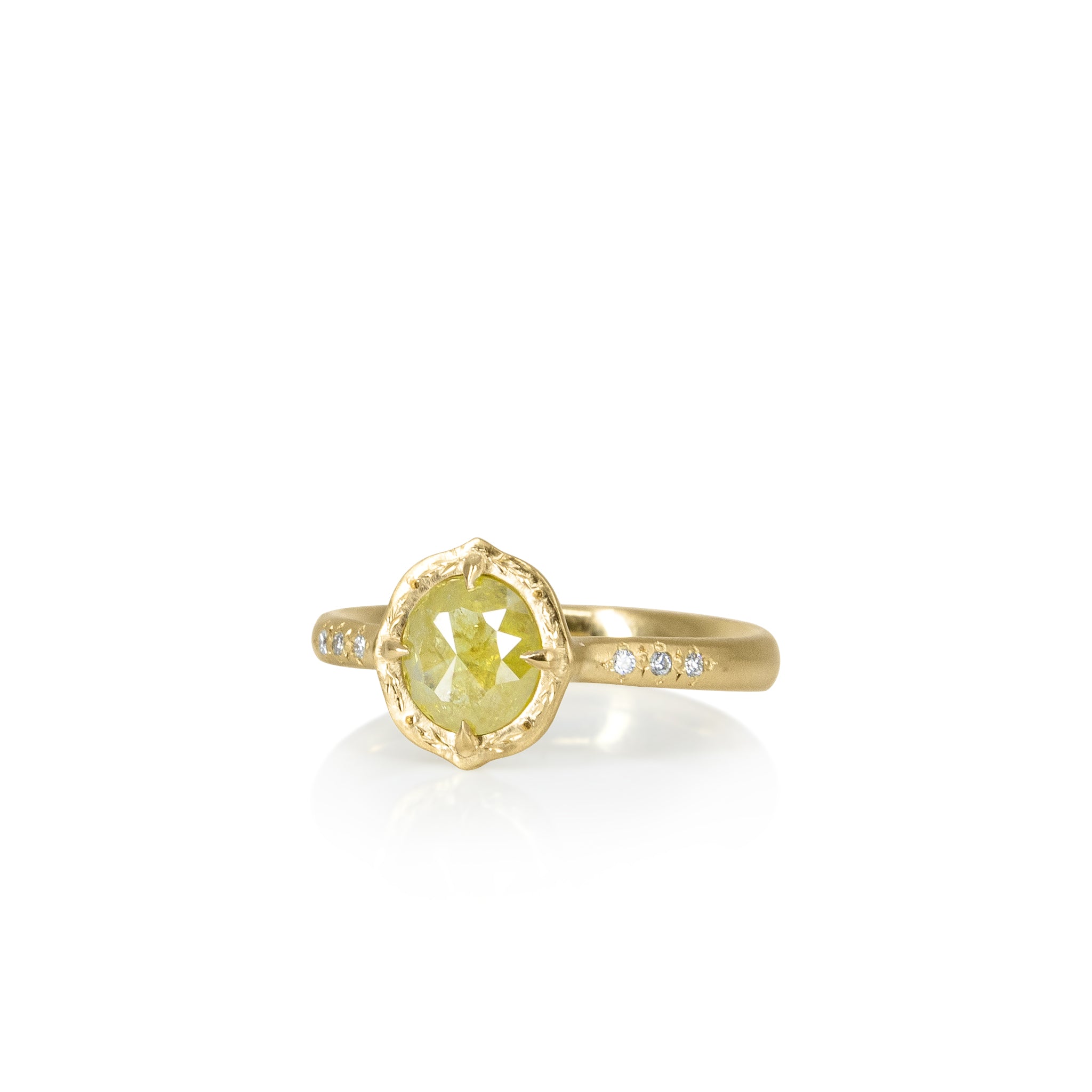 Yellow Diamond Rose Cut Prong Ring