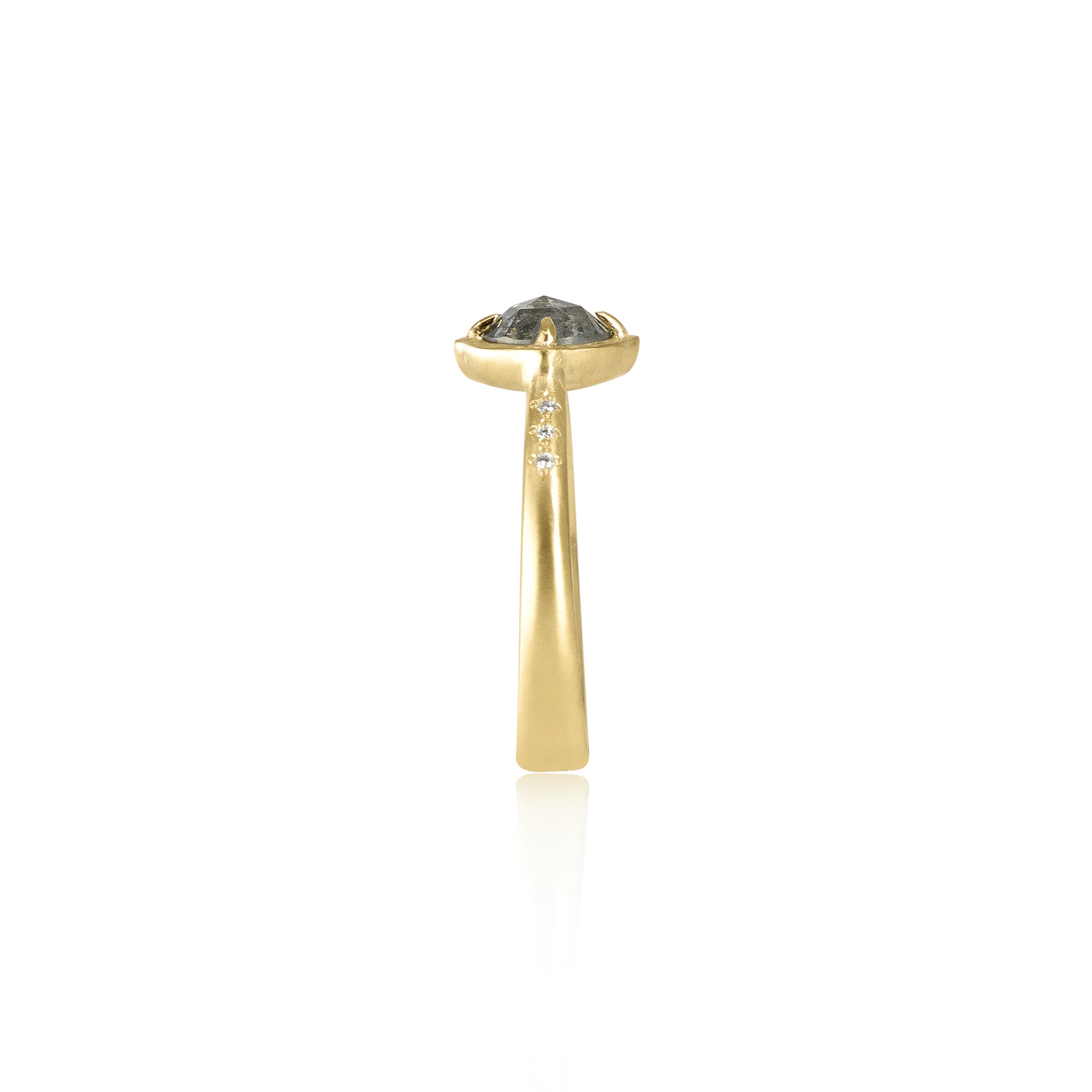 Salt & Pepper Rose Cut Prong Ring