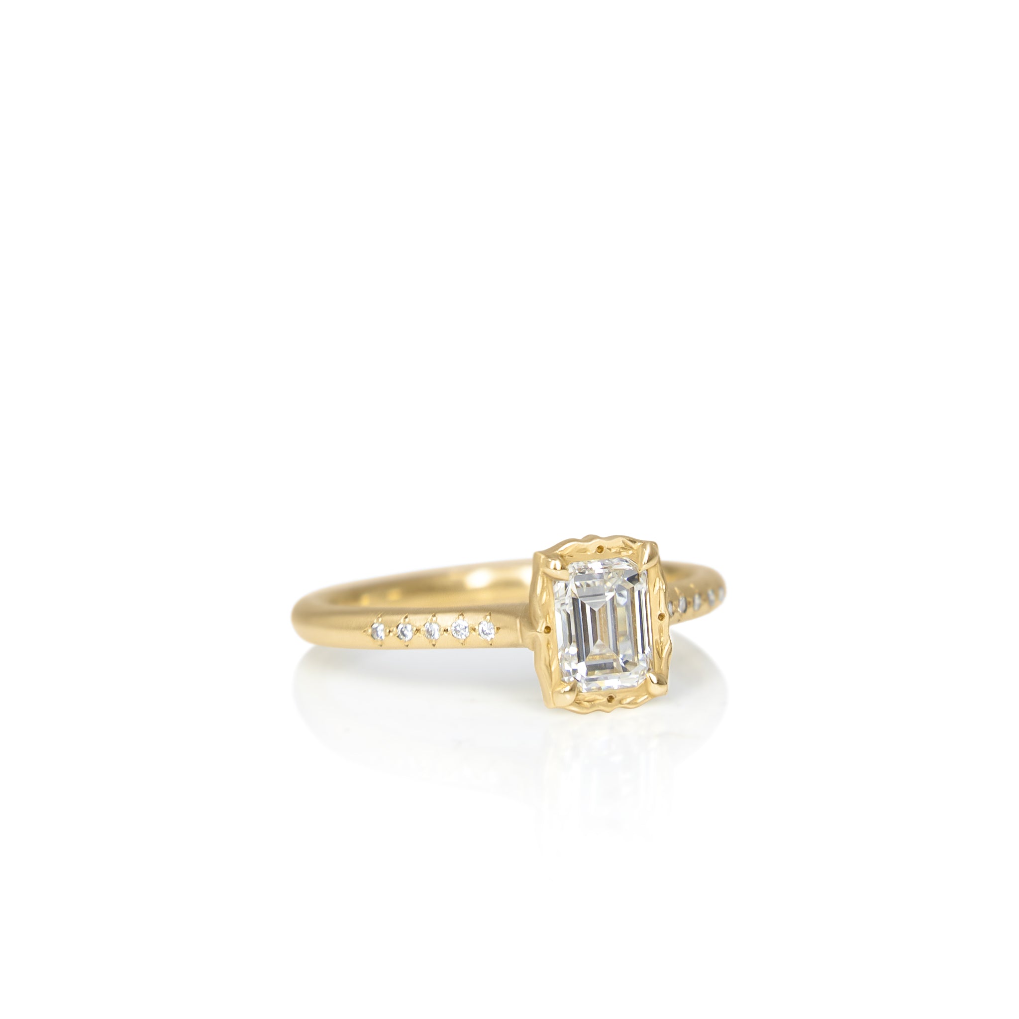 Emerald Cut Lotus Ring - .69ct