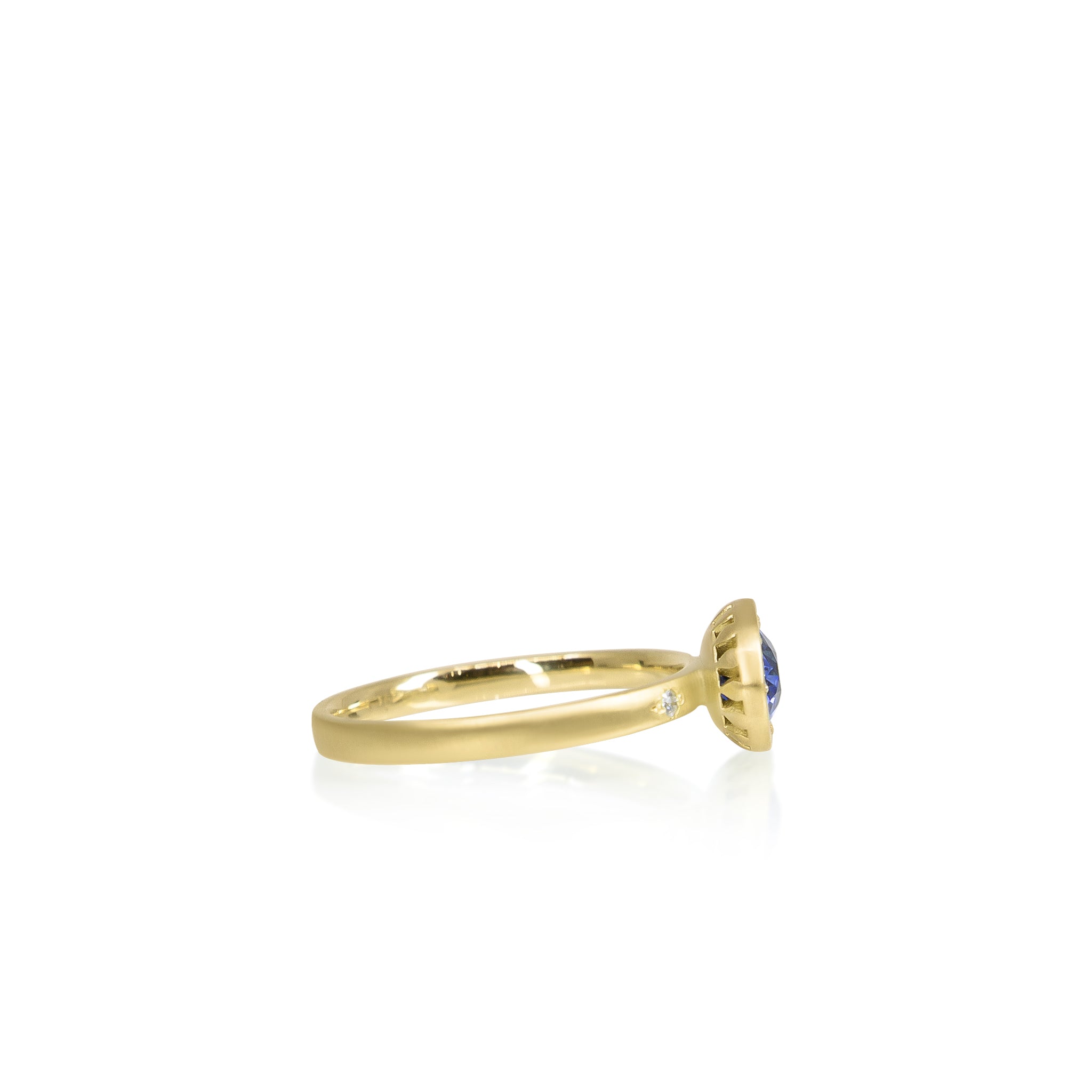 Engraved Bezel Sapphire Ring