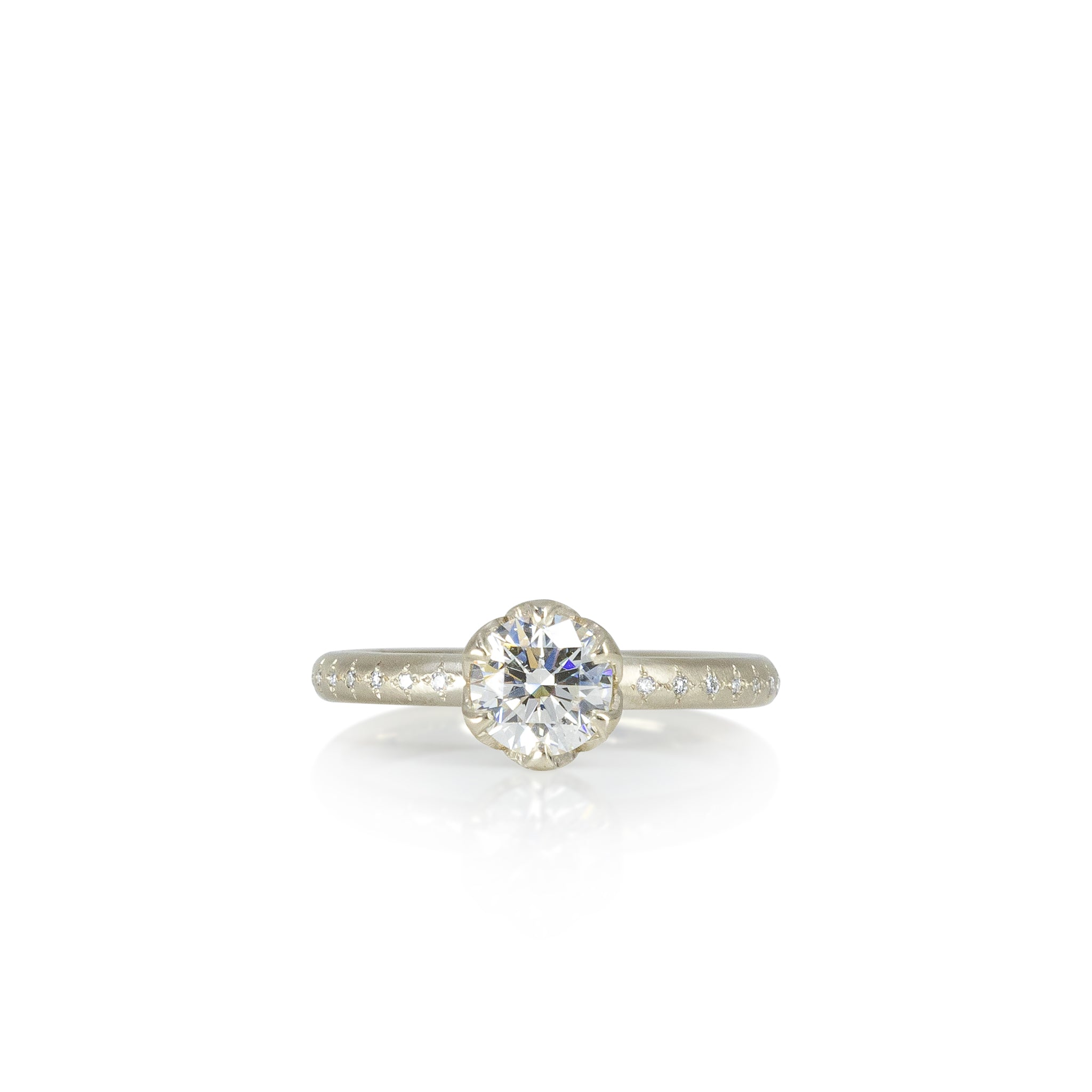 Honeycomb Ring in White Gold