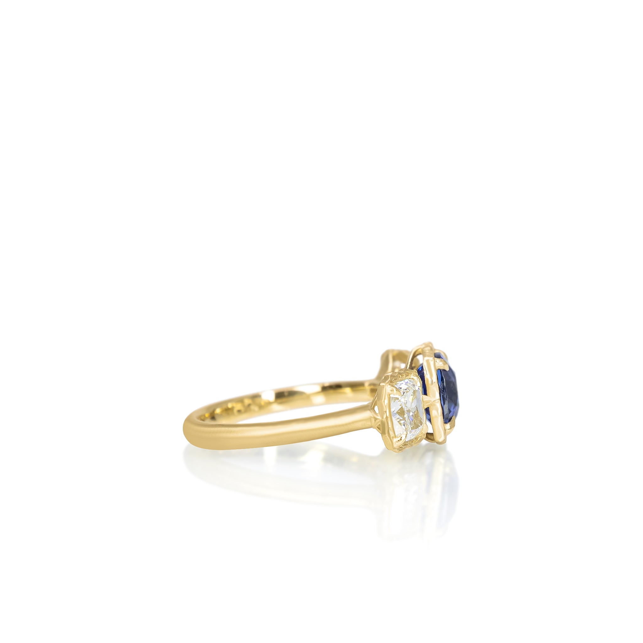 Three Stone Sapphire Lotus Ring - 2.05ct center